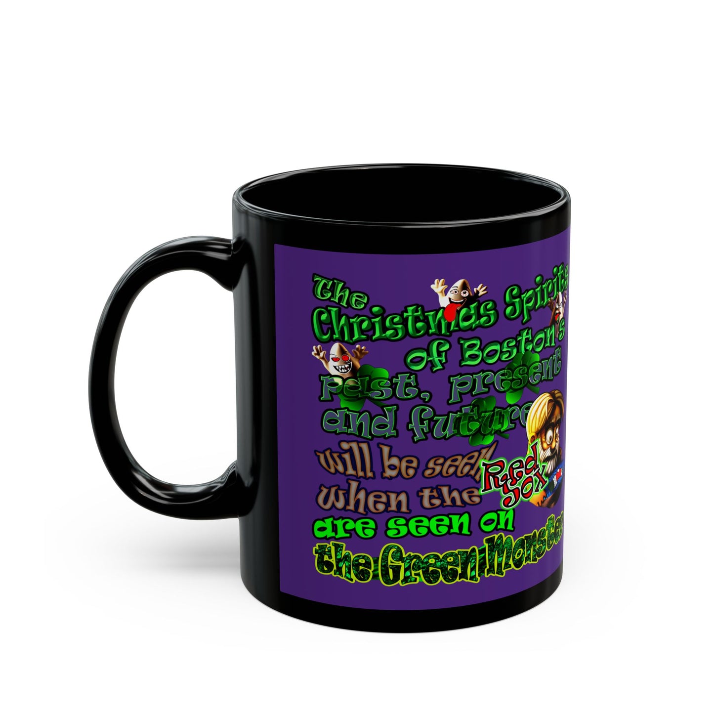 christmas spirits of boston - Black Mug (purple)