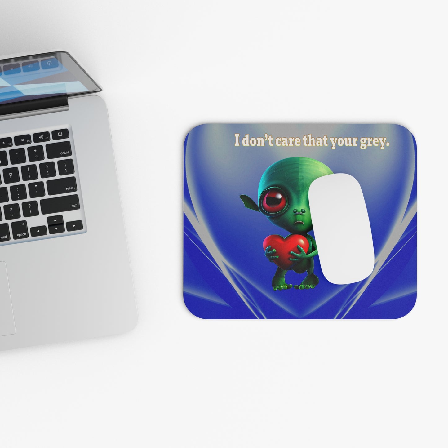 I don't care that your grey - Mouse Pad (Rectangle) (blue-white wave)