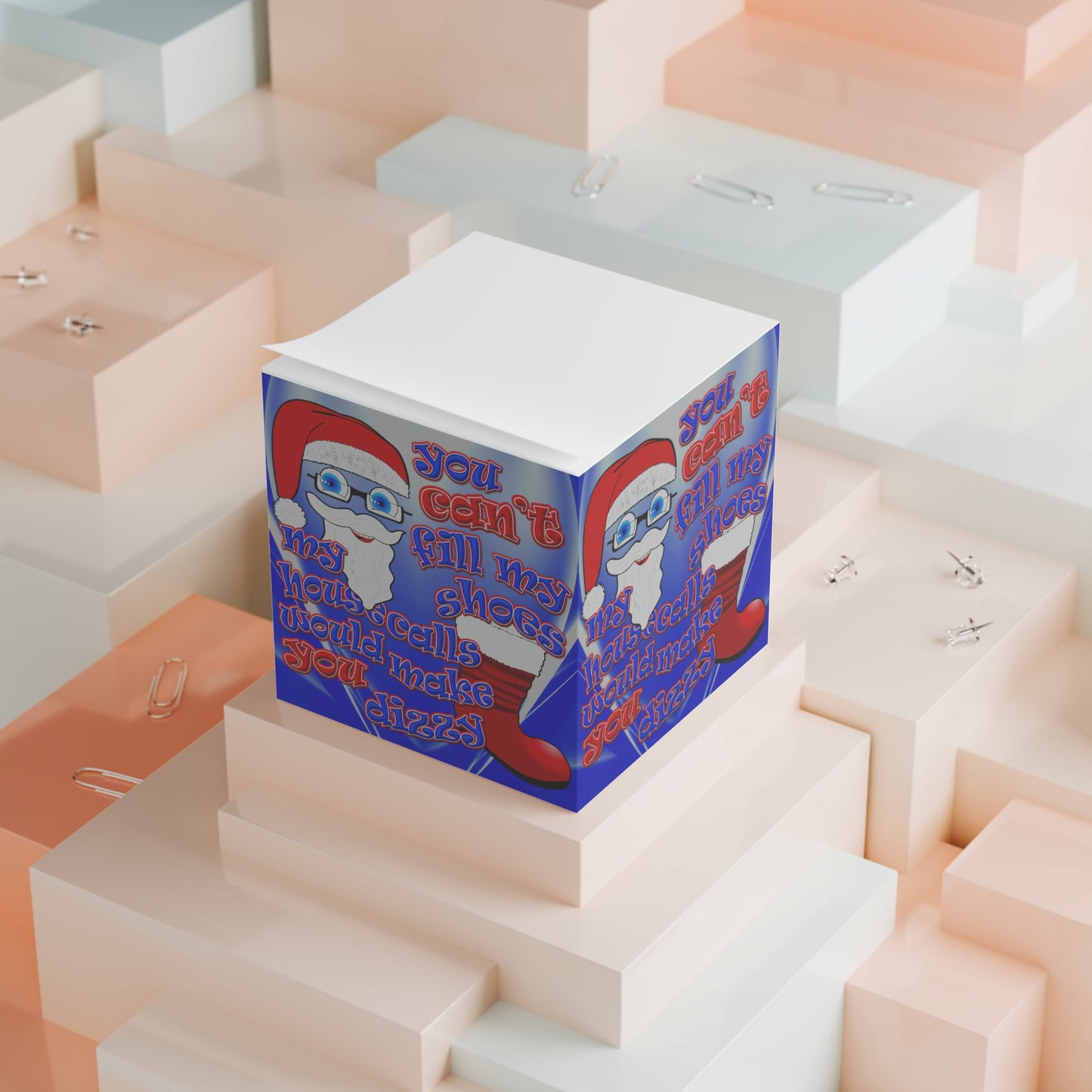 santa's shoes - note cube (blue-white wave)