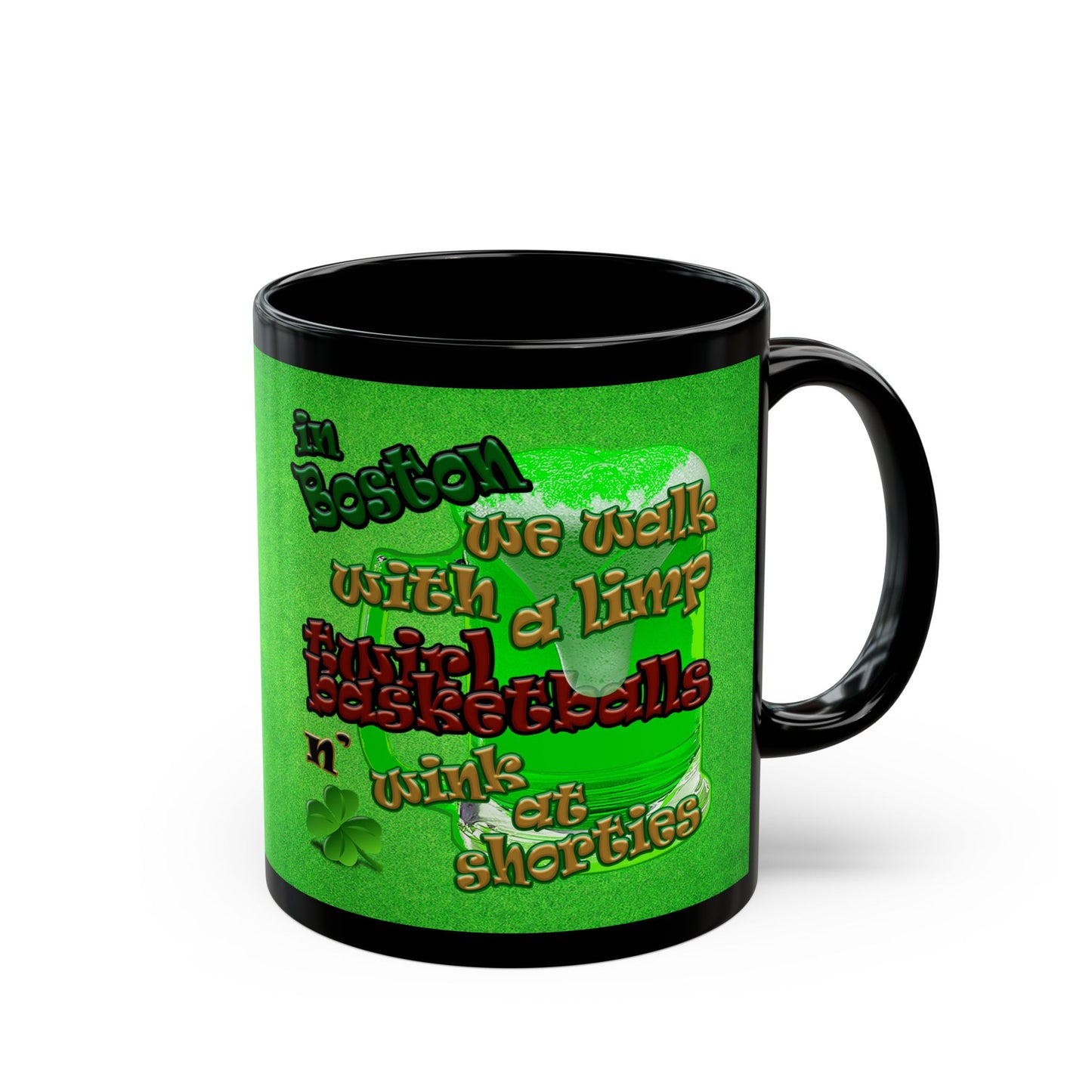 celtics logo - Black Mug (green turf)