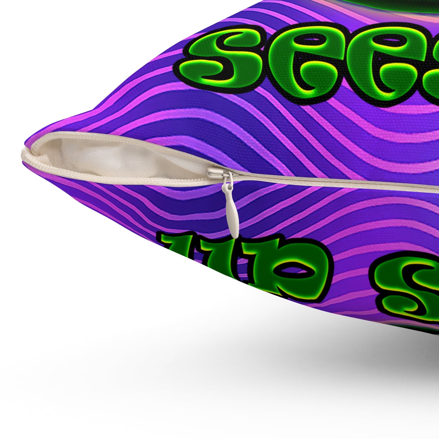 green monster - Spun Polyester Square Pillow - (purple wave)