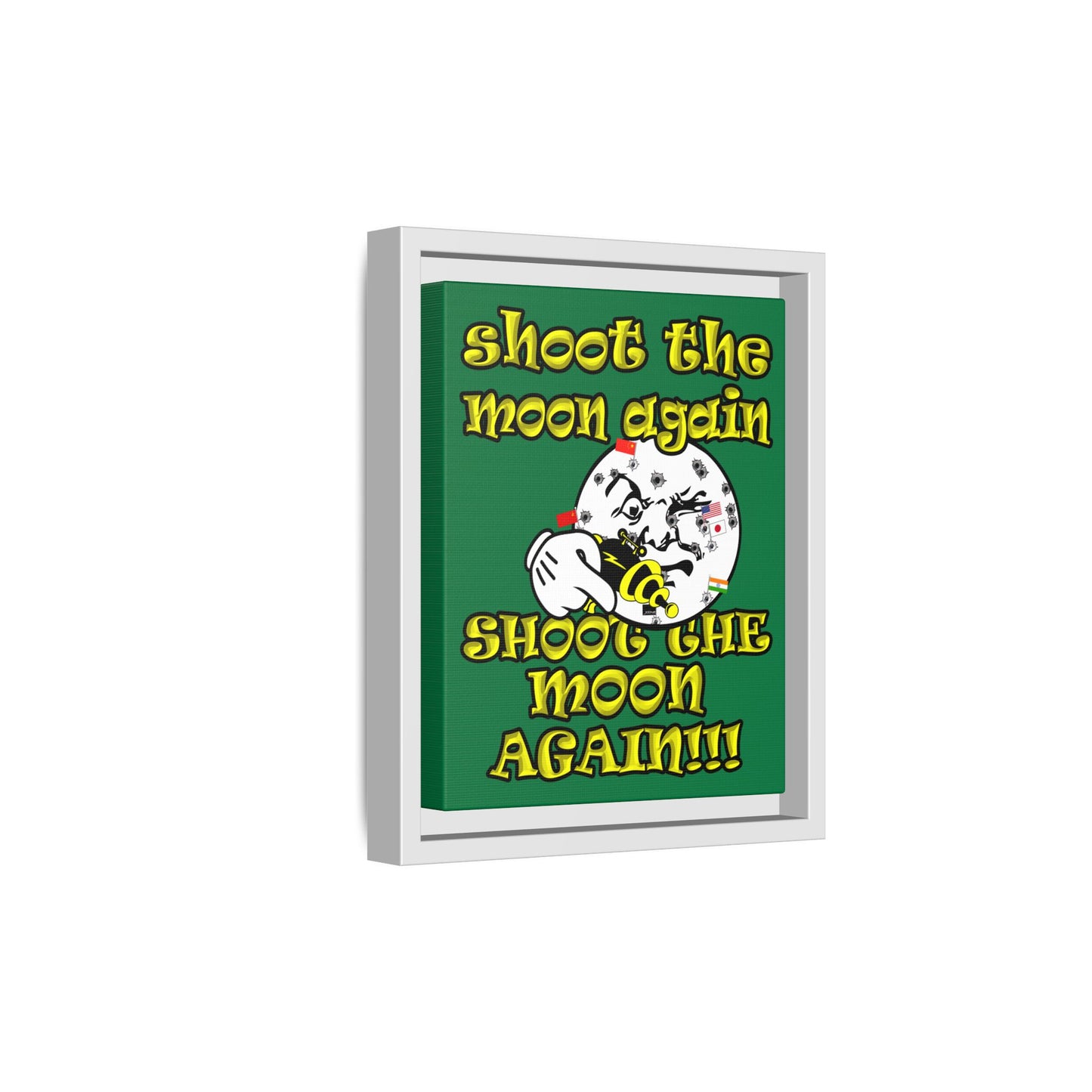 shoot the moon again - framed canvas art (dark green)