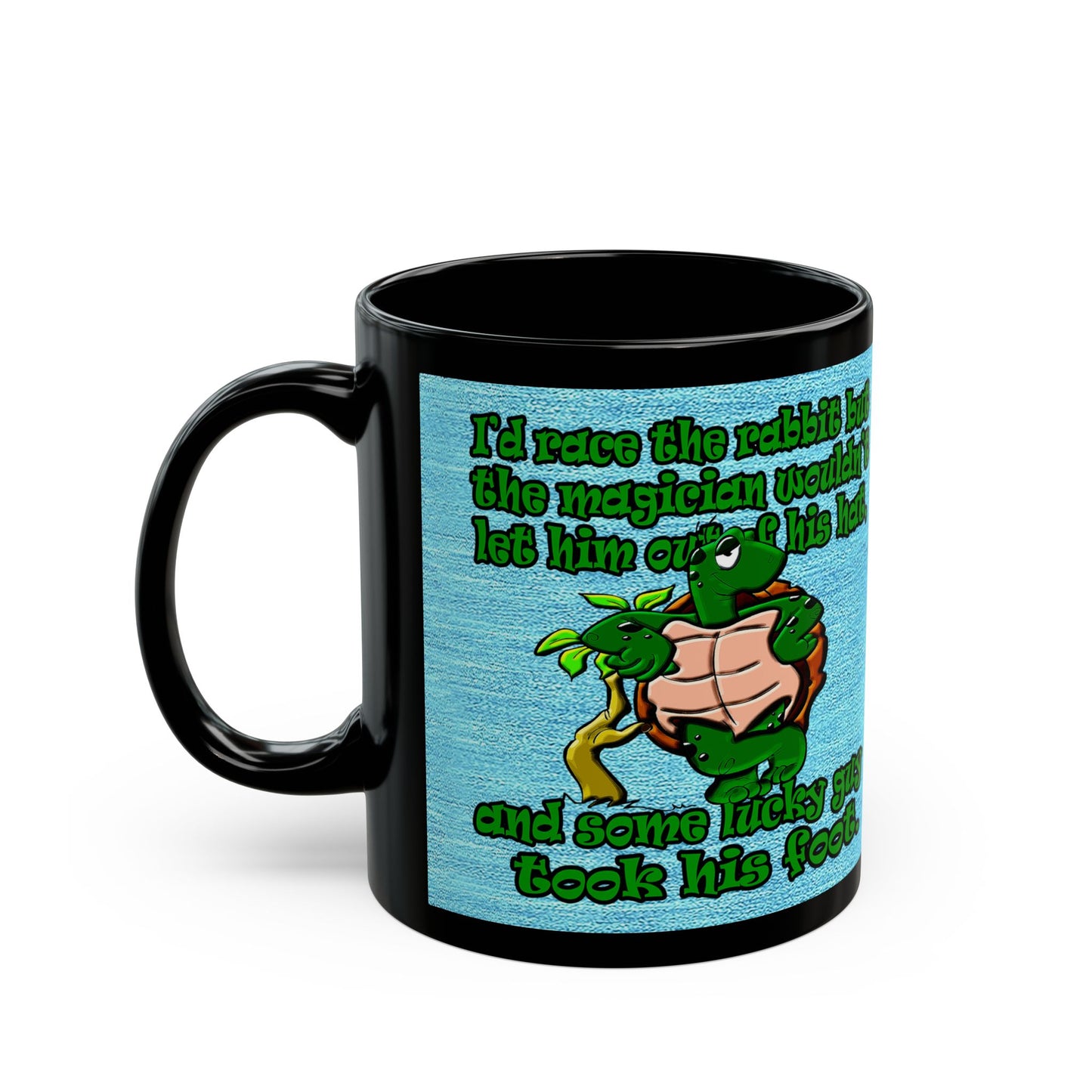 turtle race - Black Mug (faded dark blue)