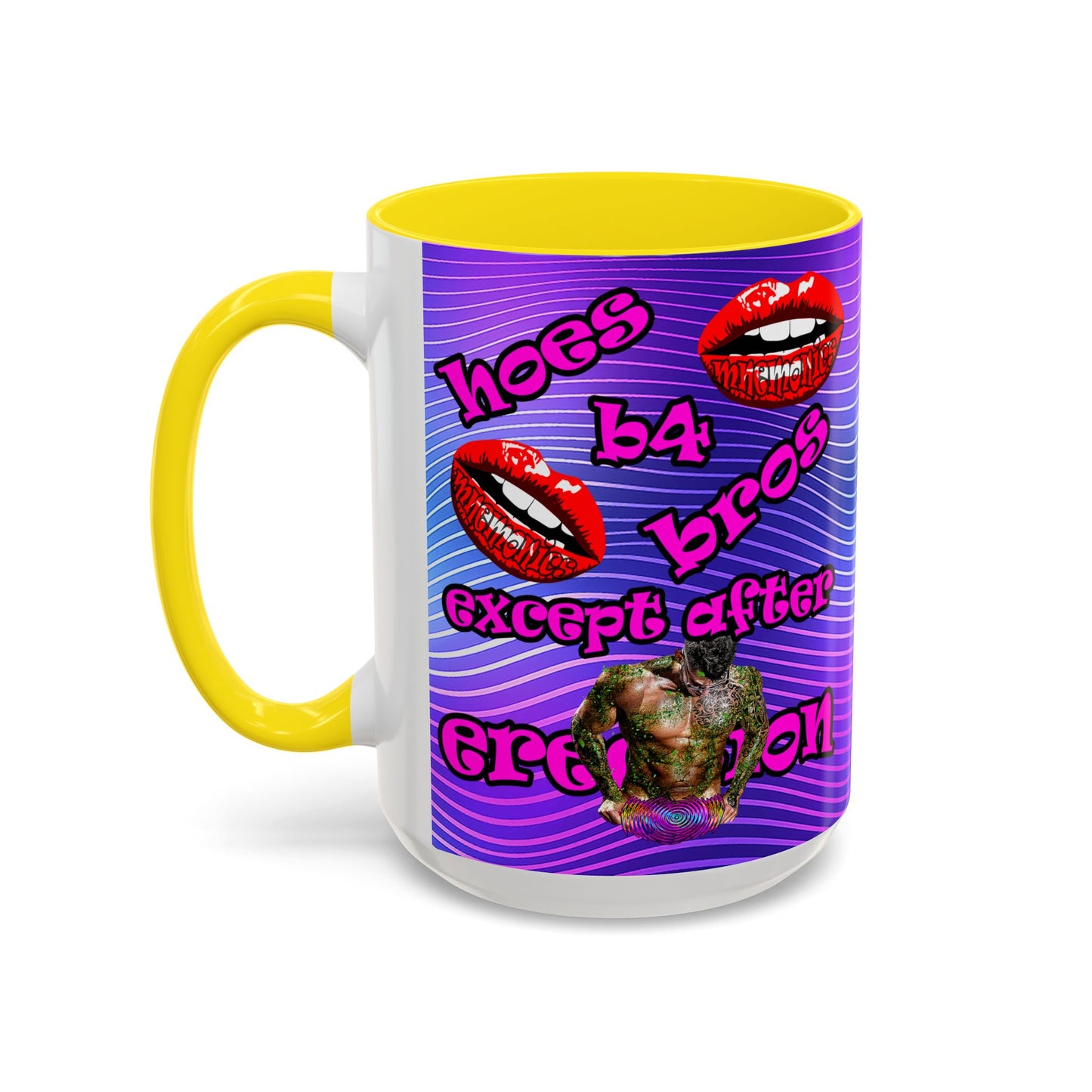 hoes b4 bros - Accent Mug (purple wave)