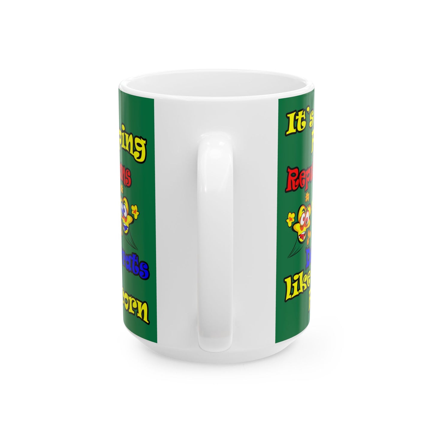 popping like popcorn - White Mug (dark green)