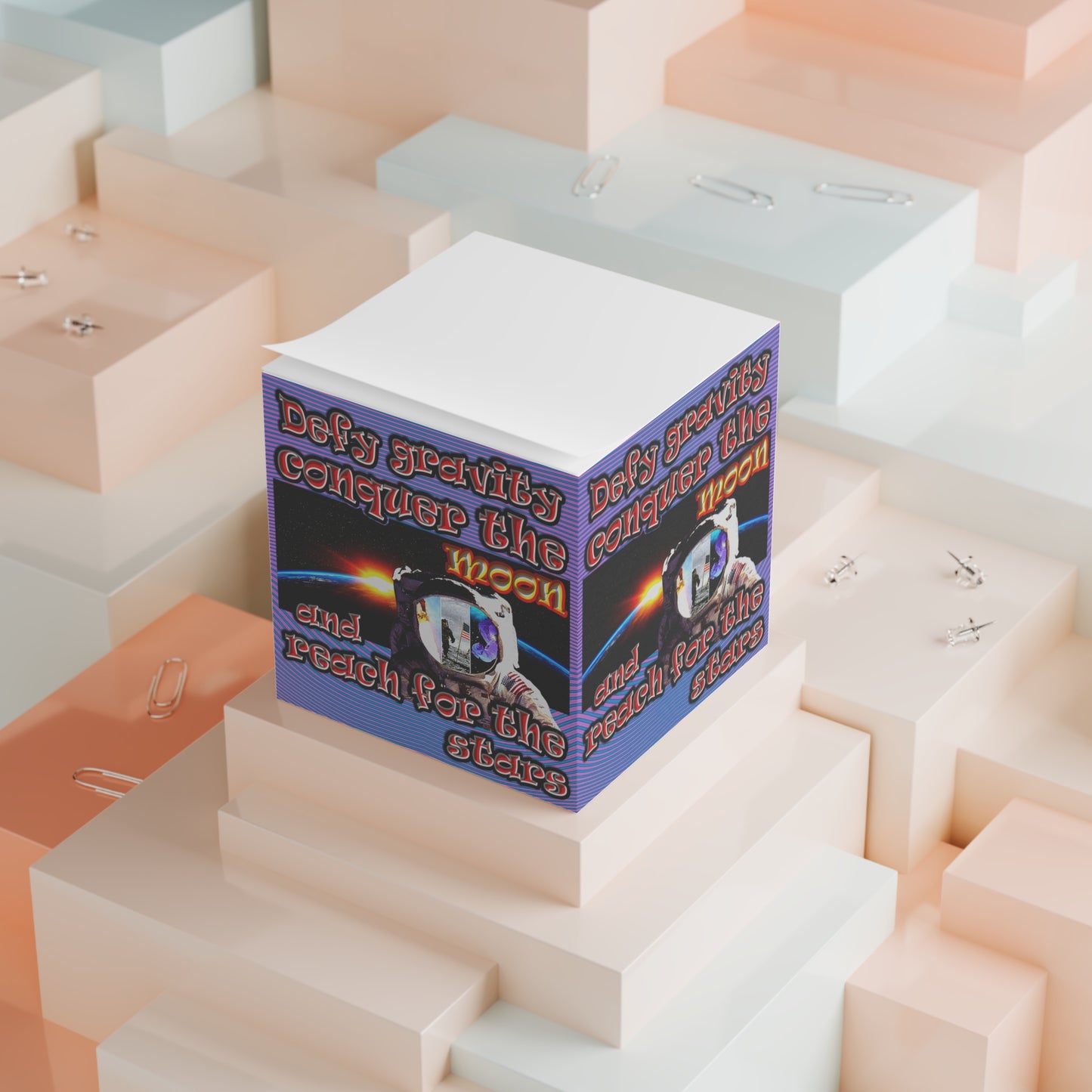 defy conquer reach - note cube (light blue-purple wave)