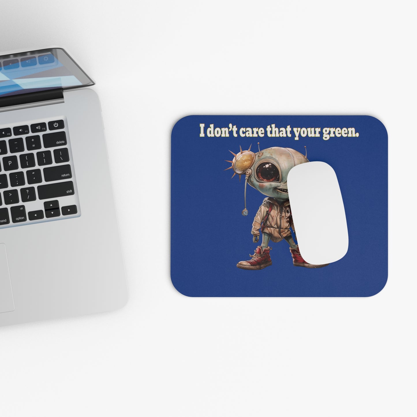 I don't care that your green - Mouse Pad (Rectangle) (dark blue)