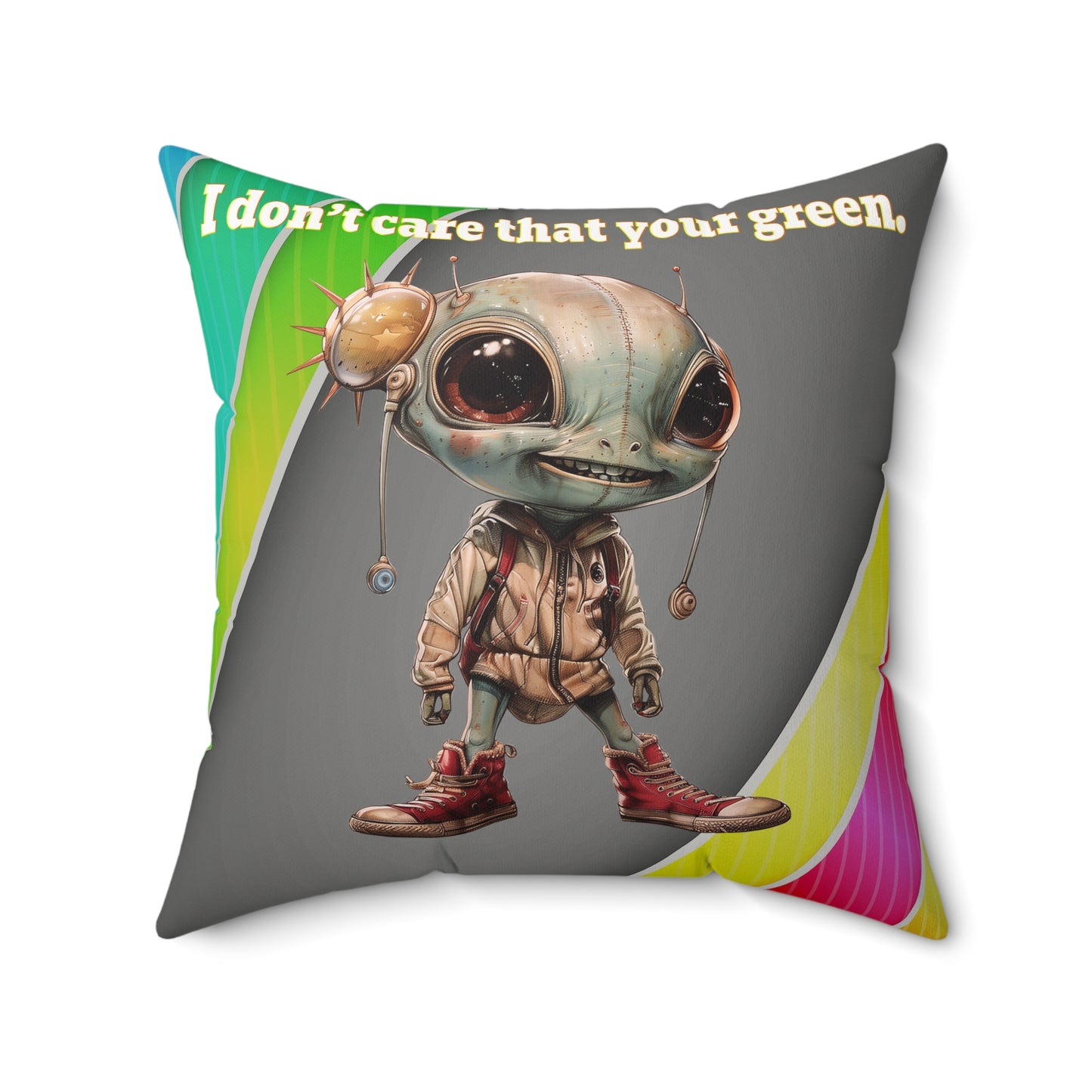 I don't care that your grey - Faux Suede Square Pillow - (rainbow split)