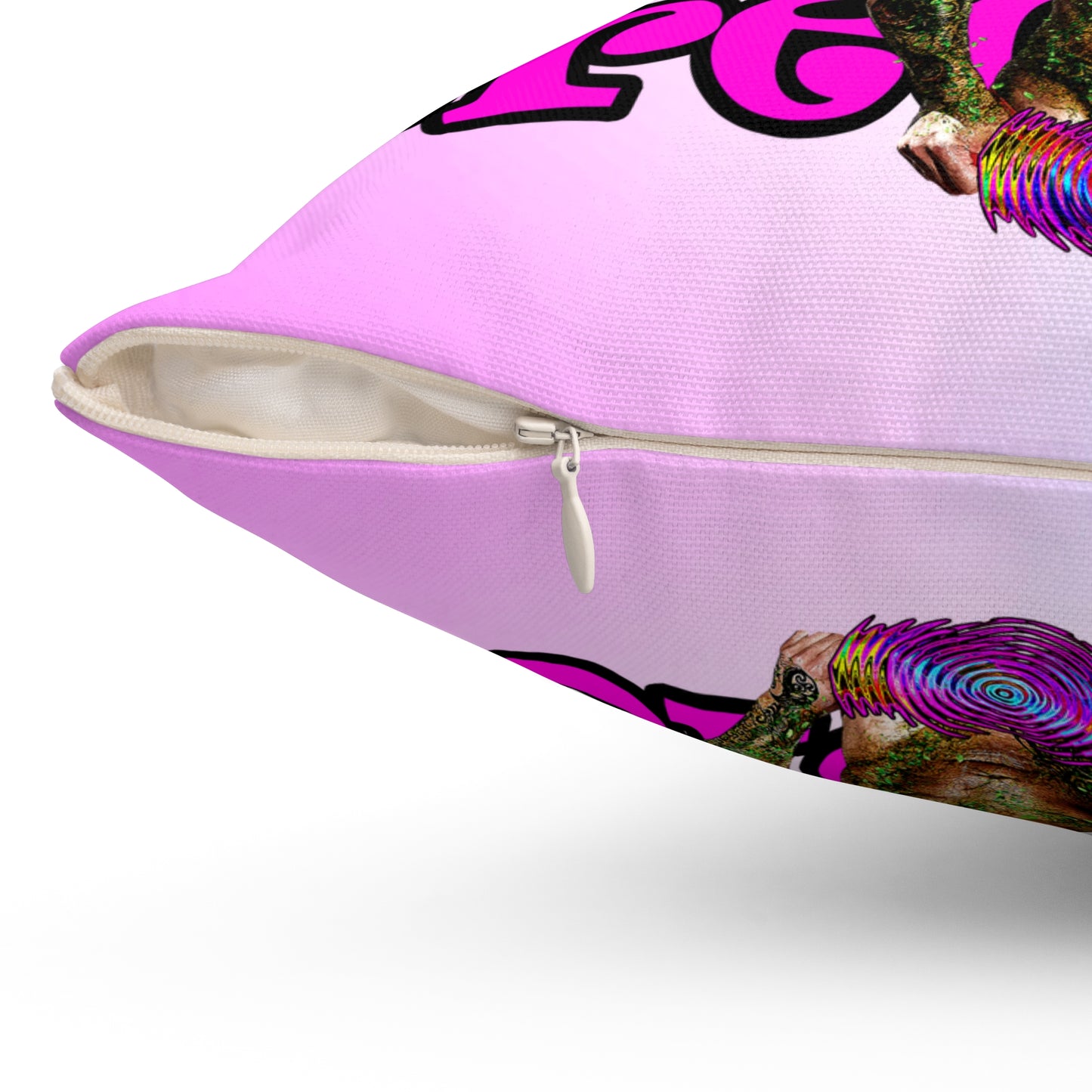 hoes b4 bros - Spun Polyester Square Pillow - (light blue-pink wave)