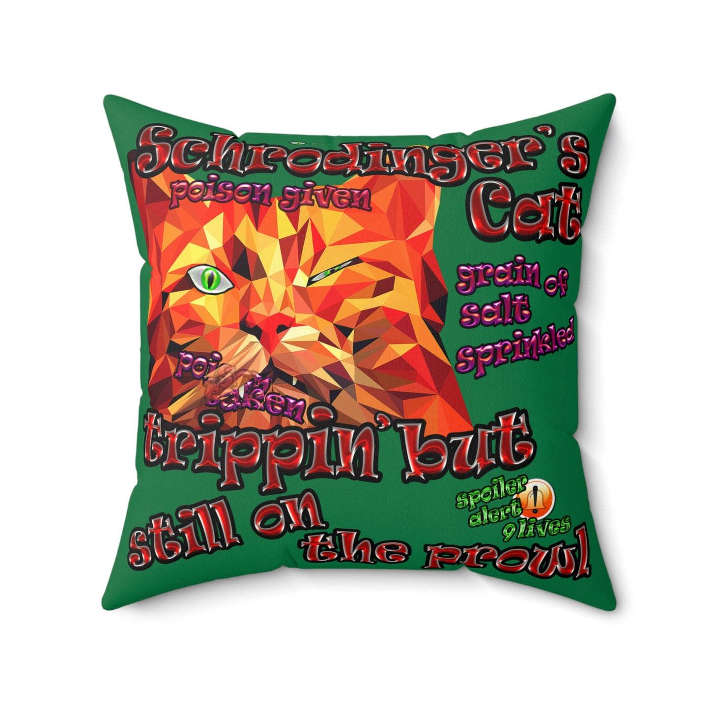 schrodinger's cat - Faux Suede Square Pillow - (dark green)