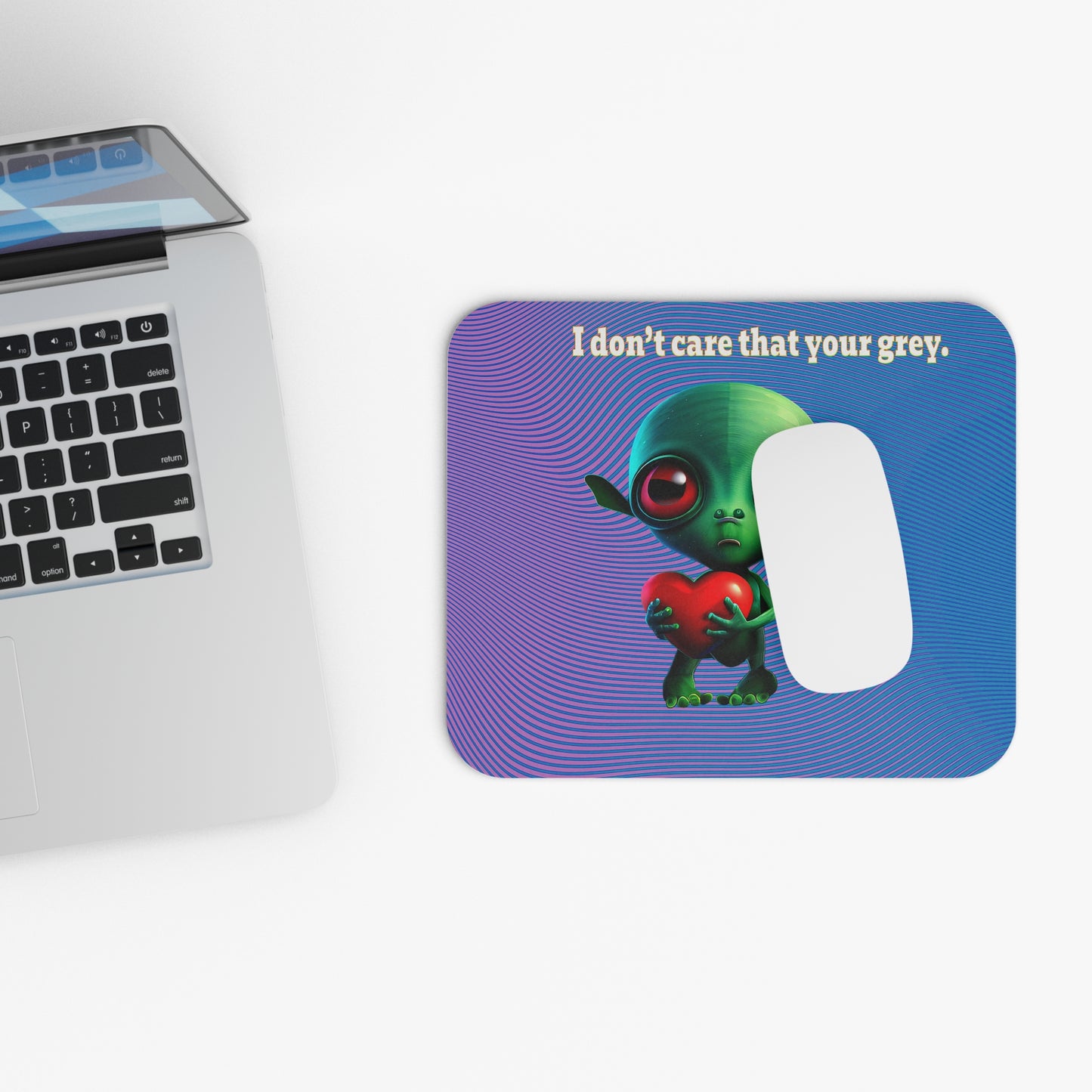 I don't care that your grey - Mouse Pad (Rectangle) (light blue-purple wave)