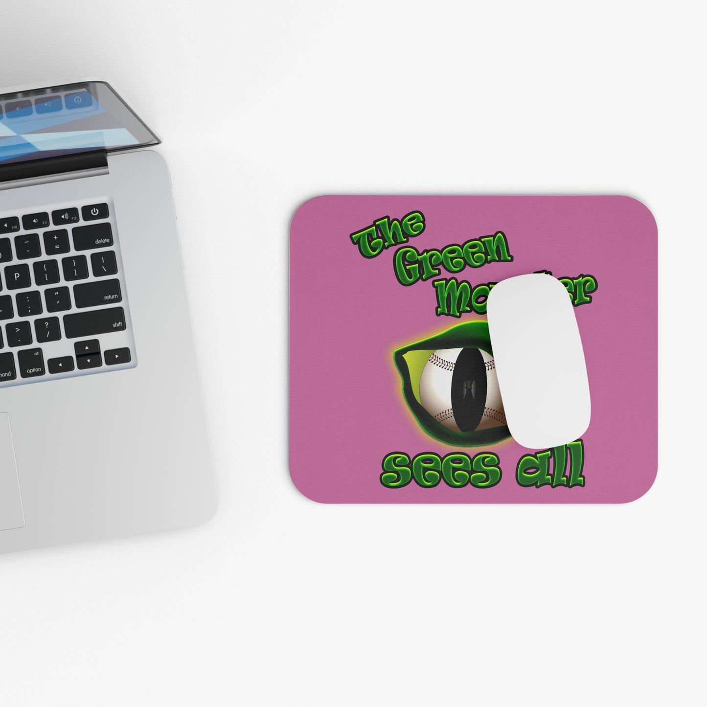 green monster - Mouse Pad (Rectangle) (light pink)