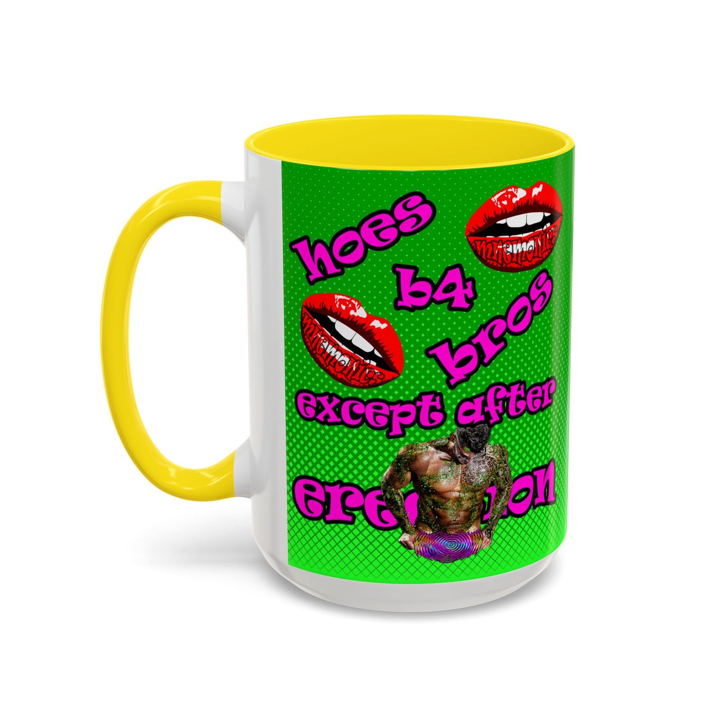 hoes b4 bros - Accent Mug (logo green)