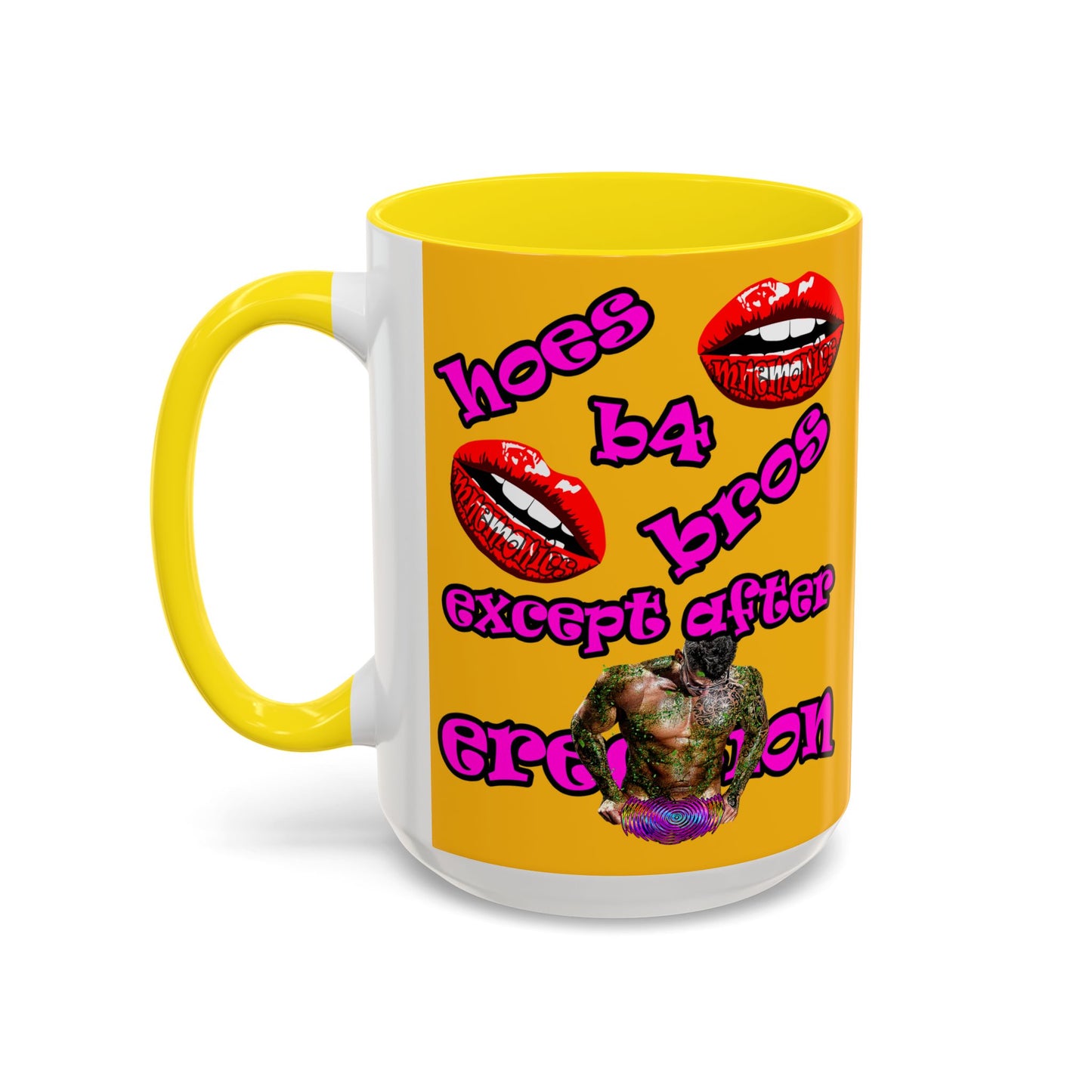 hoes b4 bros - Accent Mug (yellow)