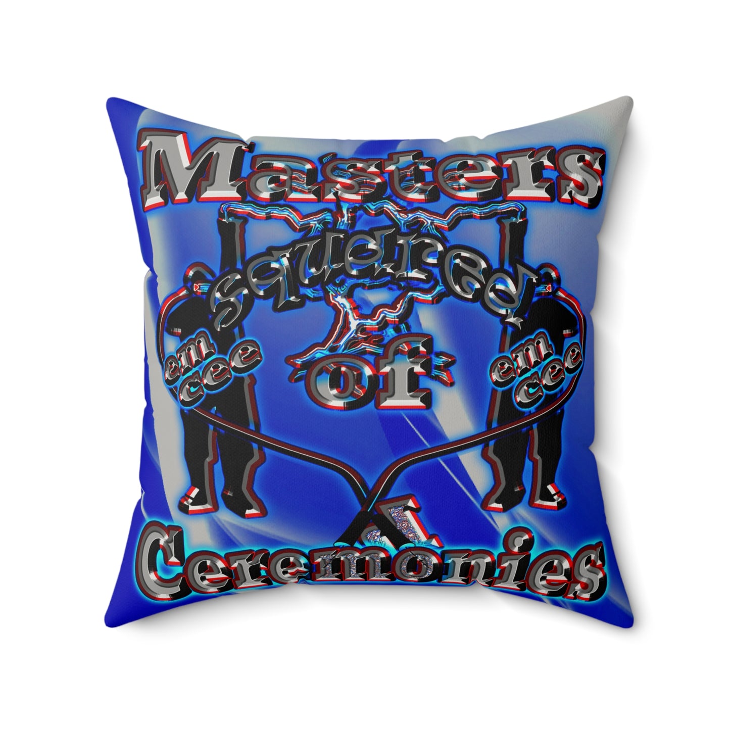 em cee squared - Faux Suede Square Pillow - (blue-white wave)
