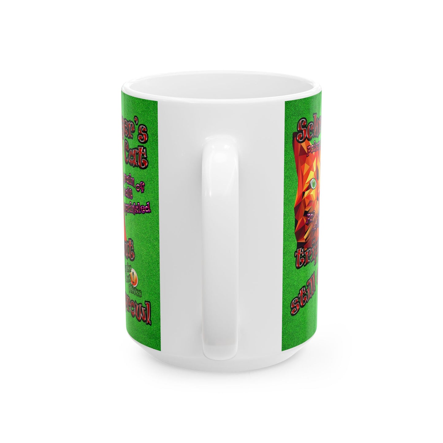 schrodinger's cat - White Mug (green turf)