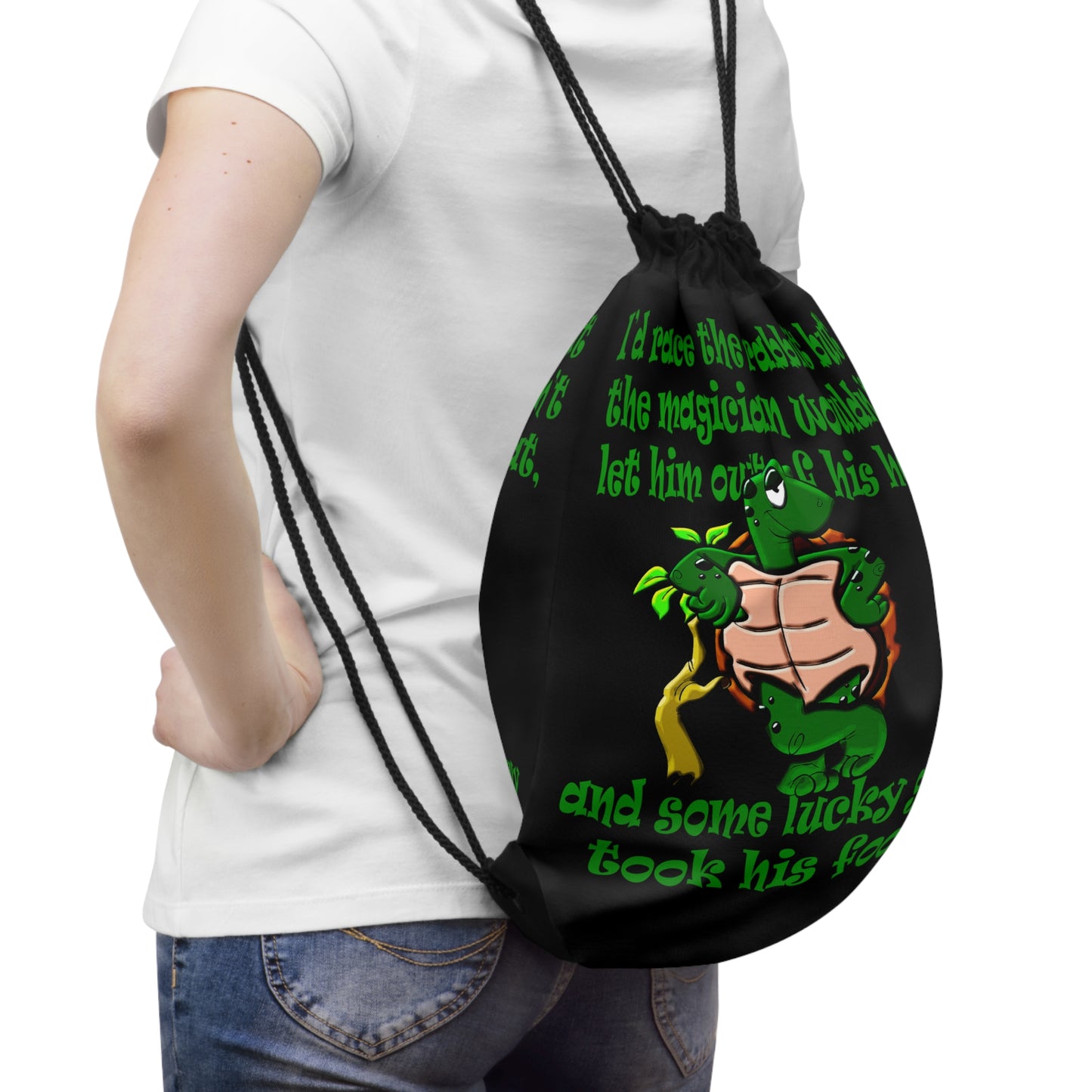 turtle race - Drawstring Bag (black)