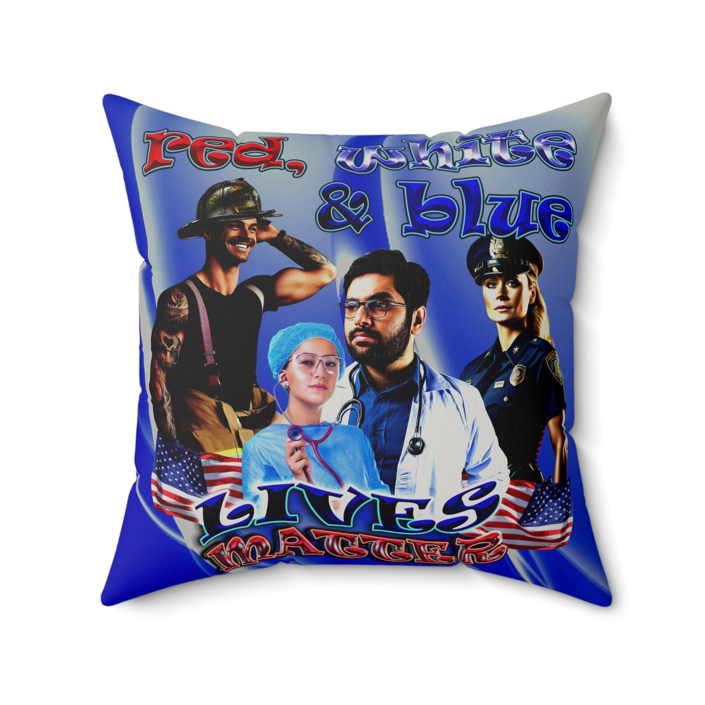 rw&b lives matter - Faux Suede Square Pillow - (blue-white wave)