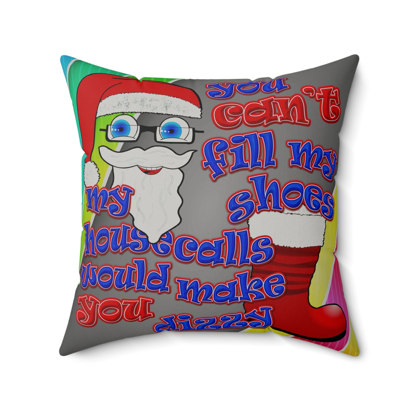 santa's shoes - Faux Suede Square Pillow - (rainbow split)