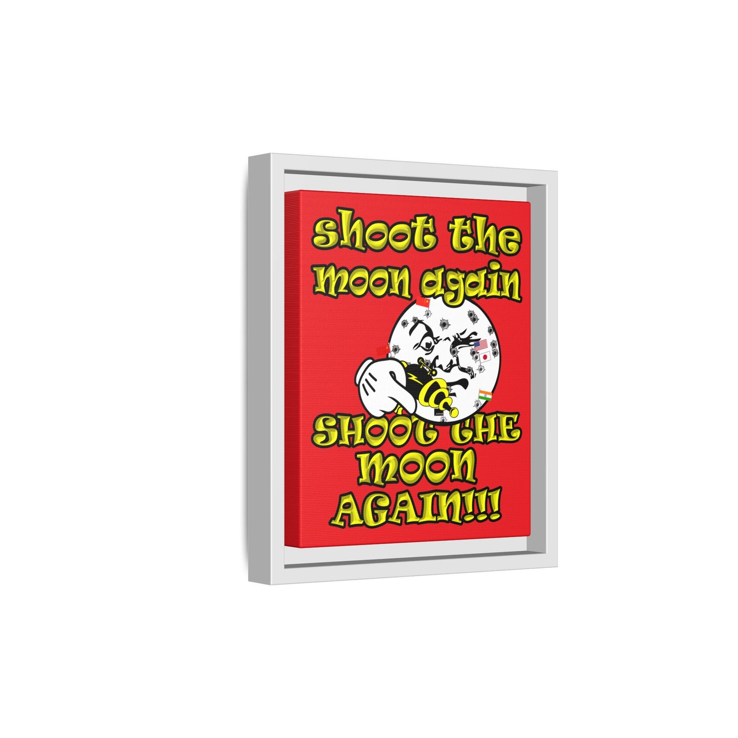 shoot the moon again - framed canvas art (red)