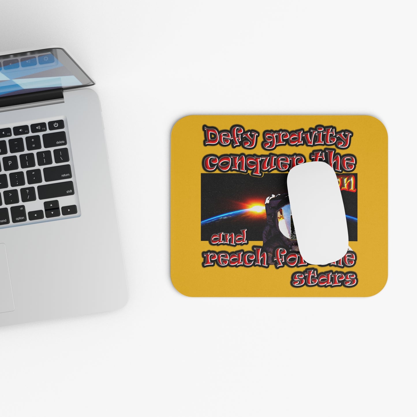 defy conquer reach - Mouse Pad (Rectangle) (yellow)