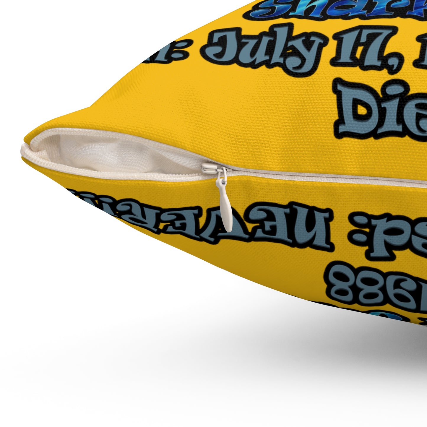 shark week - Spun Polyester Square Pillow - (yellow)