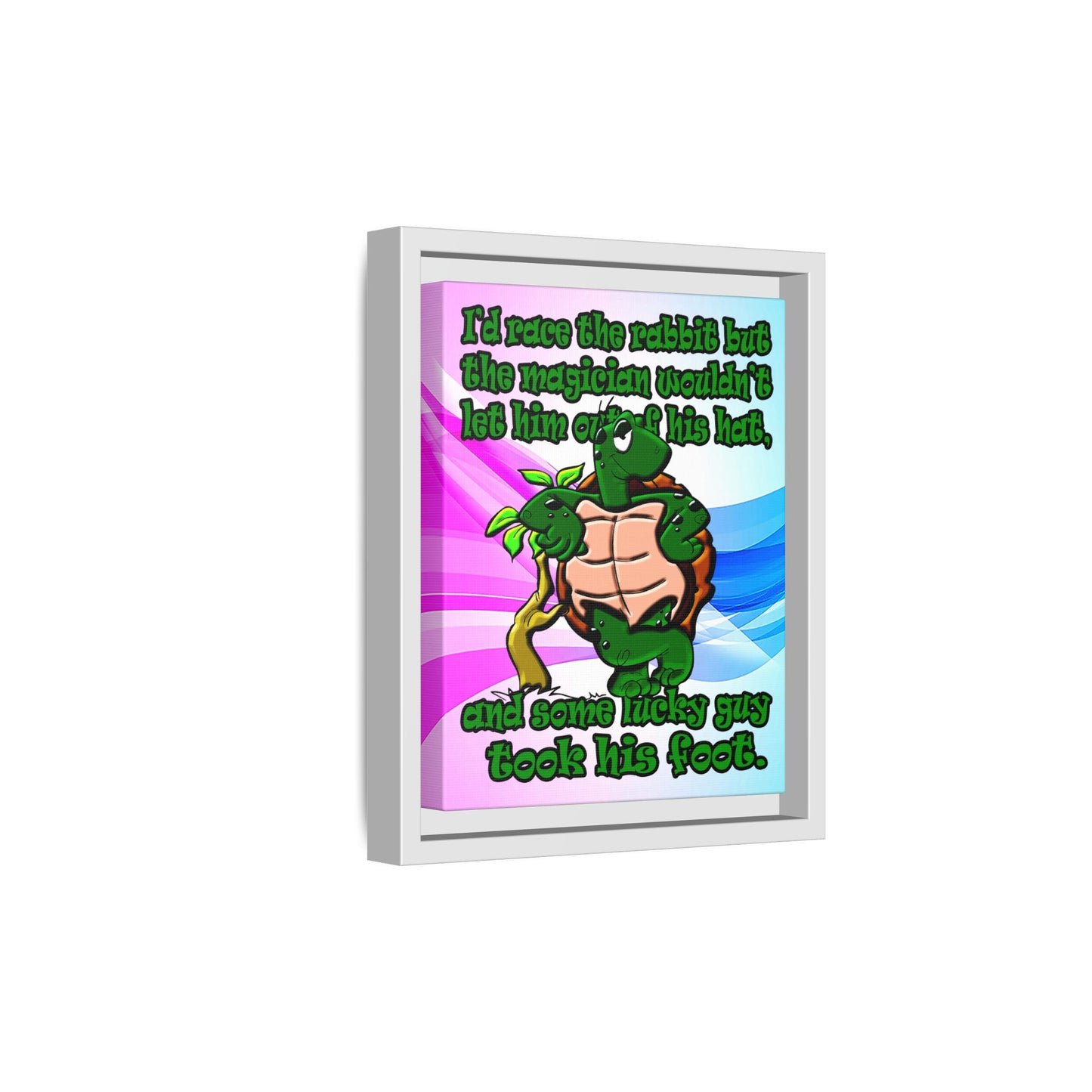 turtle race - framed canvas art (light blue-pink wave)