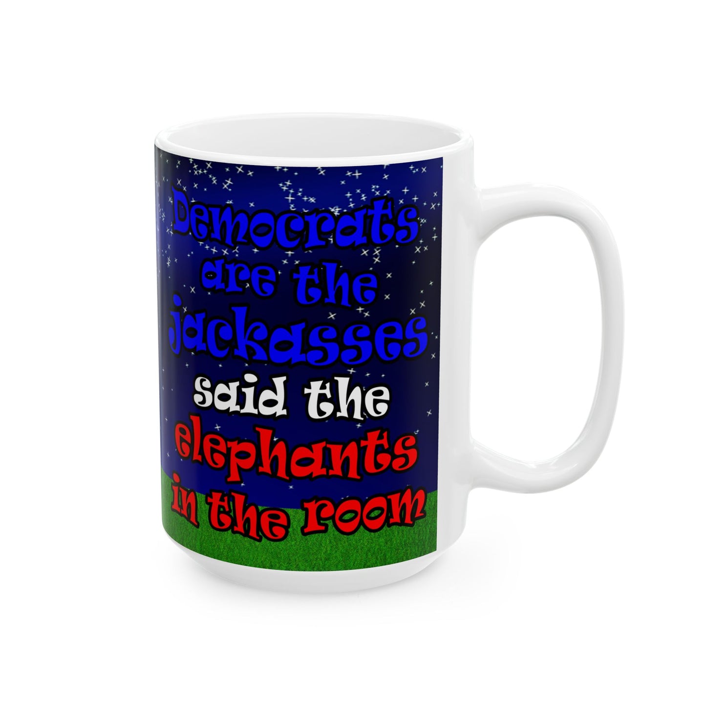 donkeys and elephants - White Mug ('snoops' background)