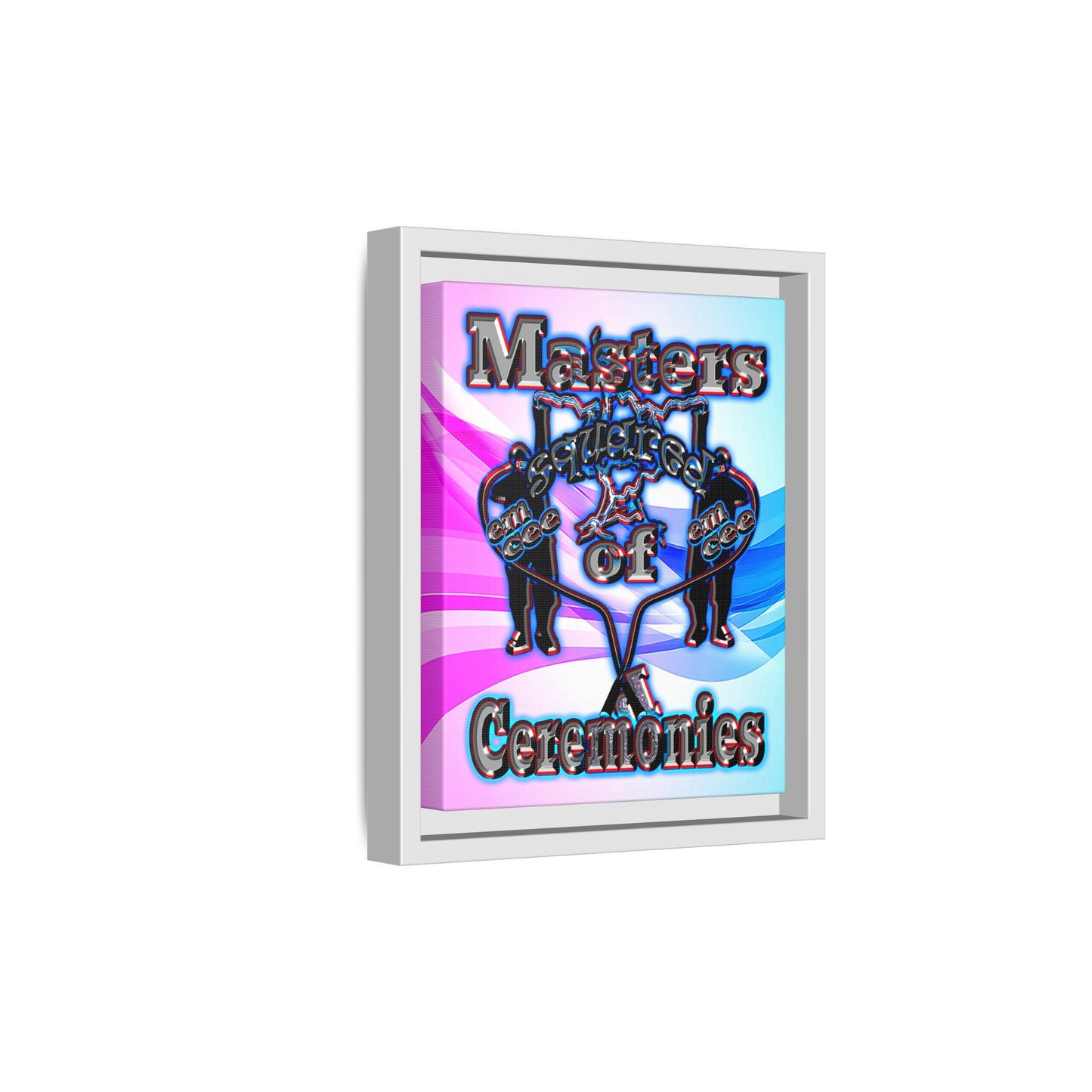 em cee squared - framed canvas art (light blue-pink wave)