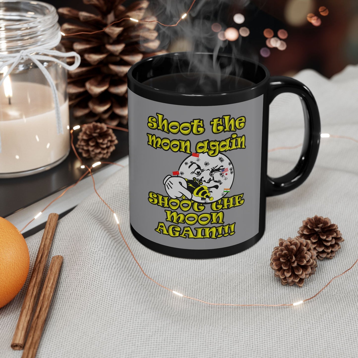 shoot the moon again - Black Mug (grey)