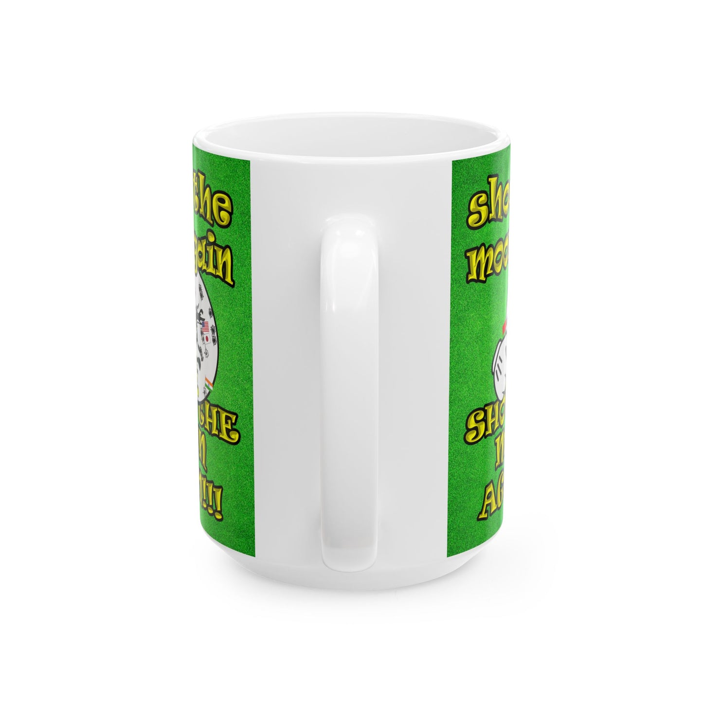 shoot the moon again - White Mug (green turf)
