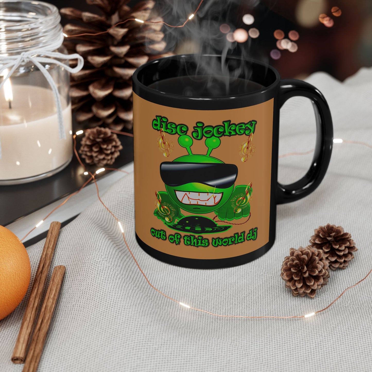 disc jockey - Black Mug (light brown)