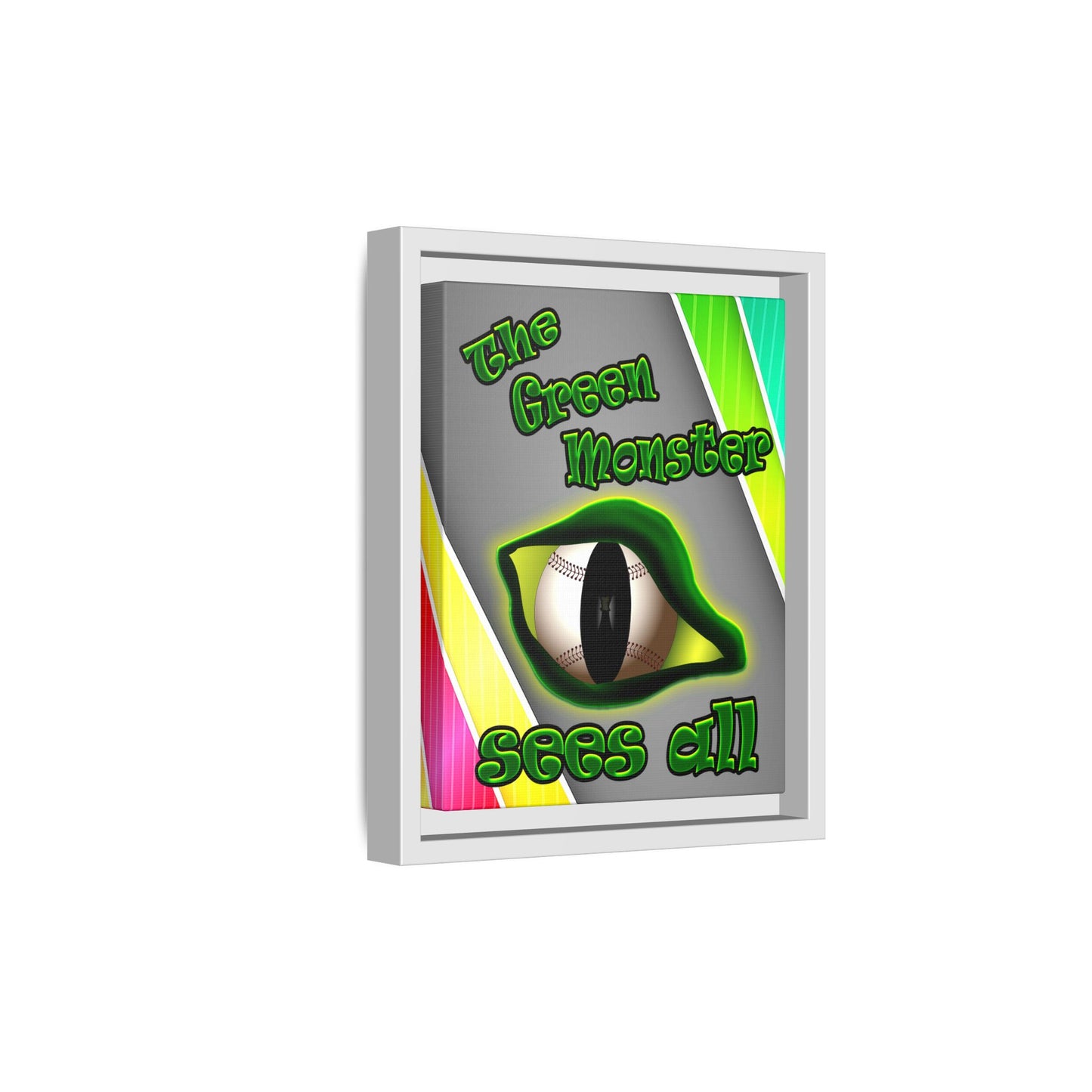 green monster - framed canvas art (rainbow split)