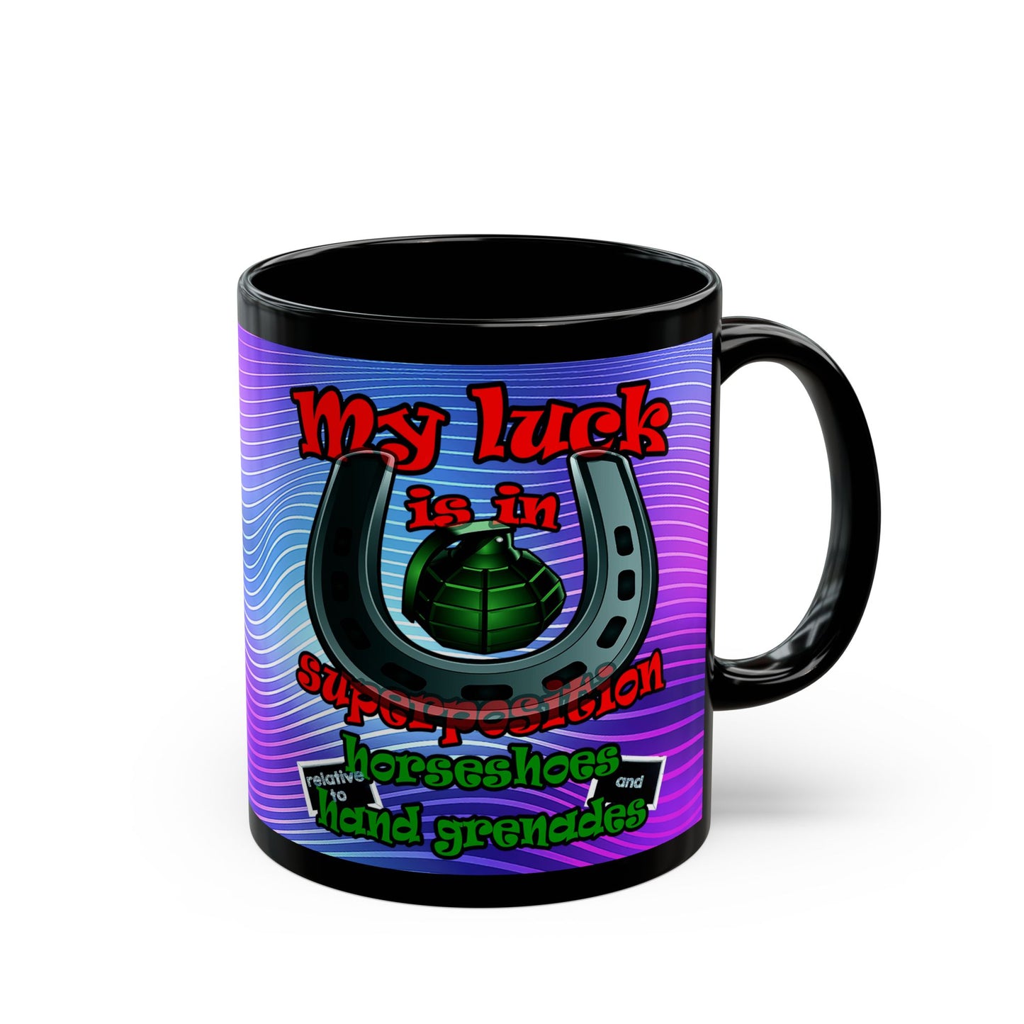 my luck - Black Mug (purple wave)