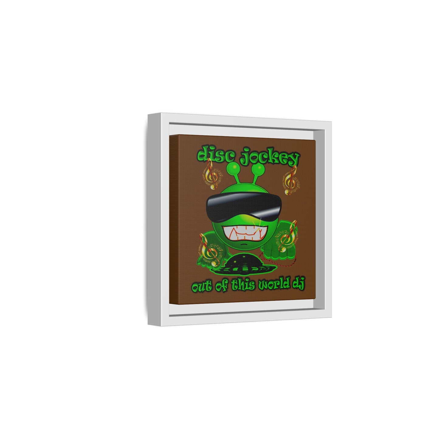 disc jockey - framed canvas art (brown)