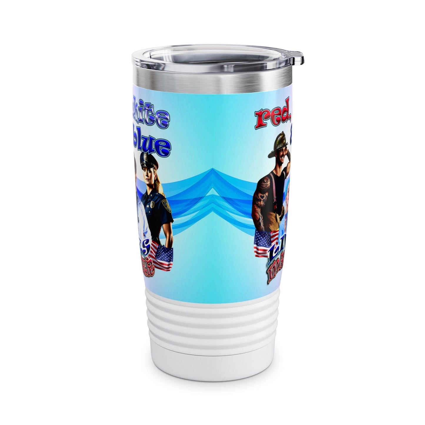 rw&b lives matter - Ringneck Tumbler, 20oz (light blue-pink wave)