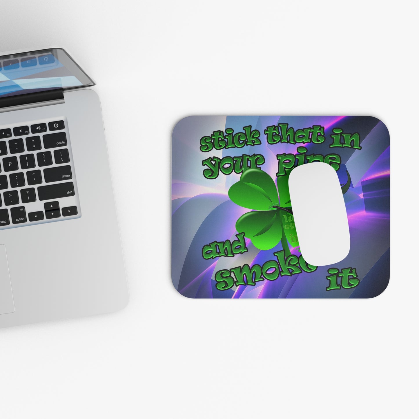 stick that in your pipe and smoke it - Mouse Pad (Rectangle) (grey-pink wave)