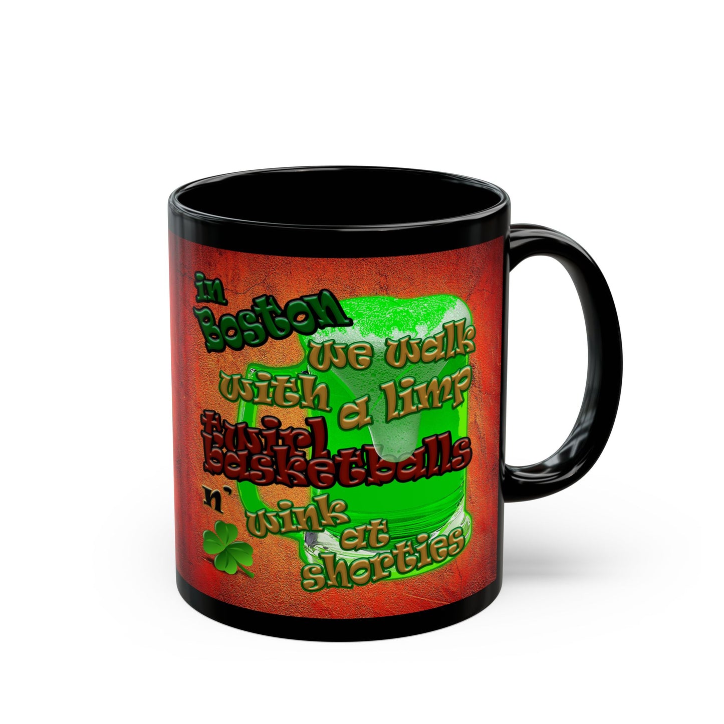 celtics logo - Black Mug (burnt orange)