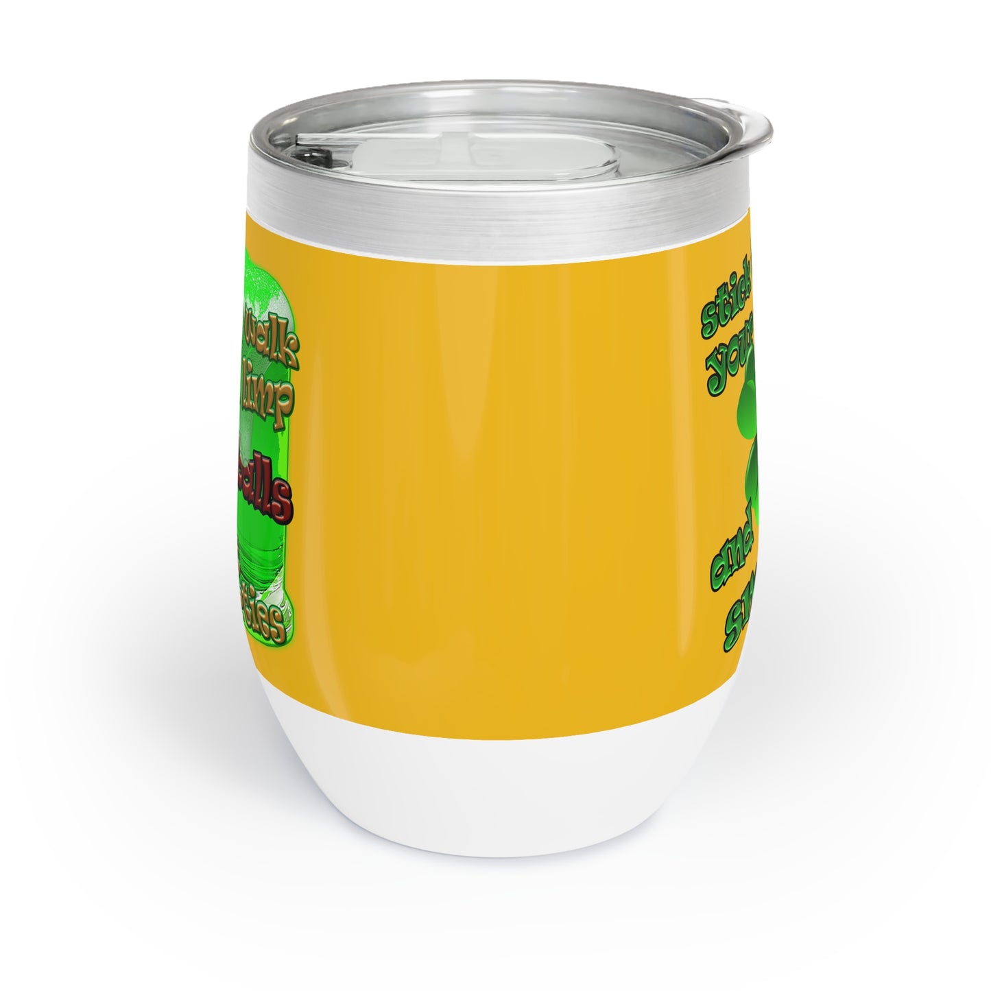 celtics logo - Chill Wine Tumbler (yellow)
