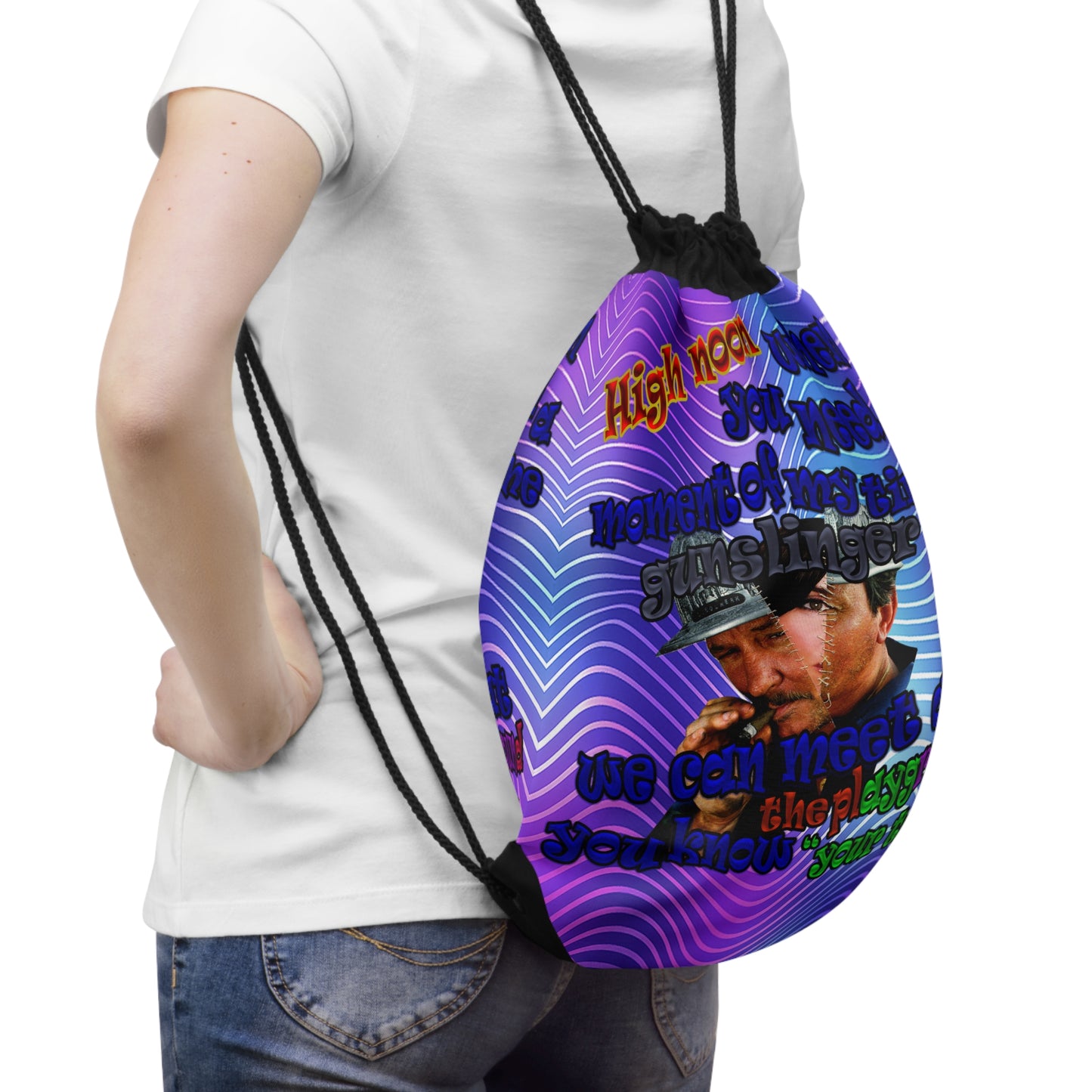 high noon - Drawstring Bag (purple wave)