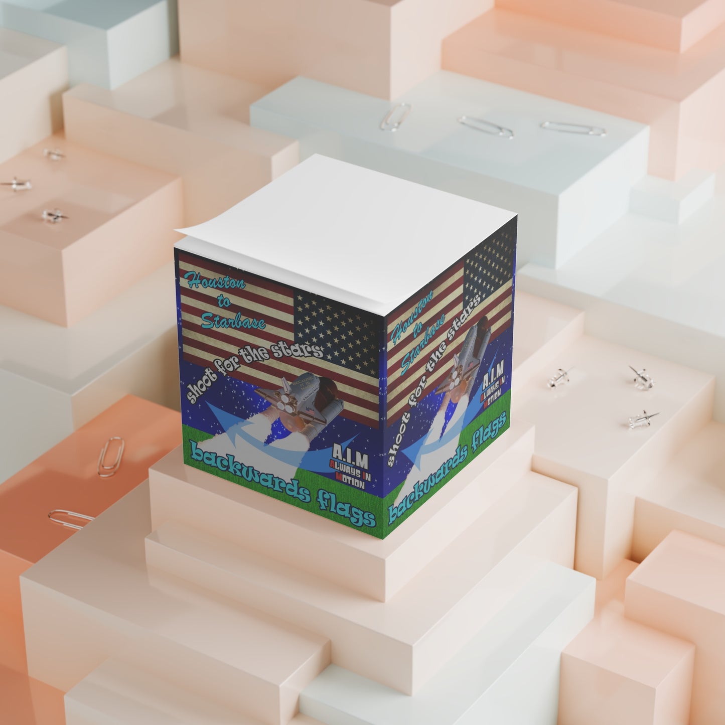 shoot for the stars - note cube (white marble)