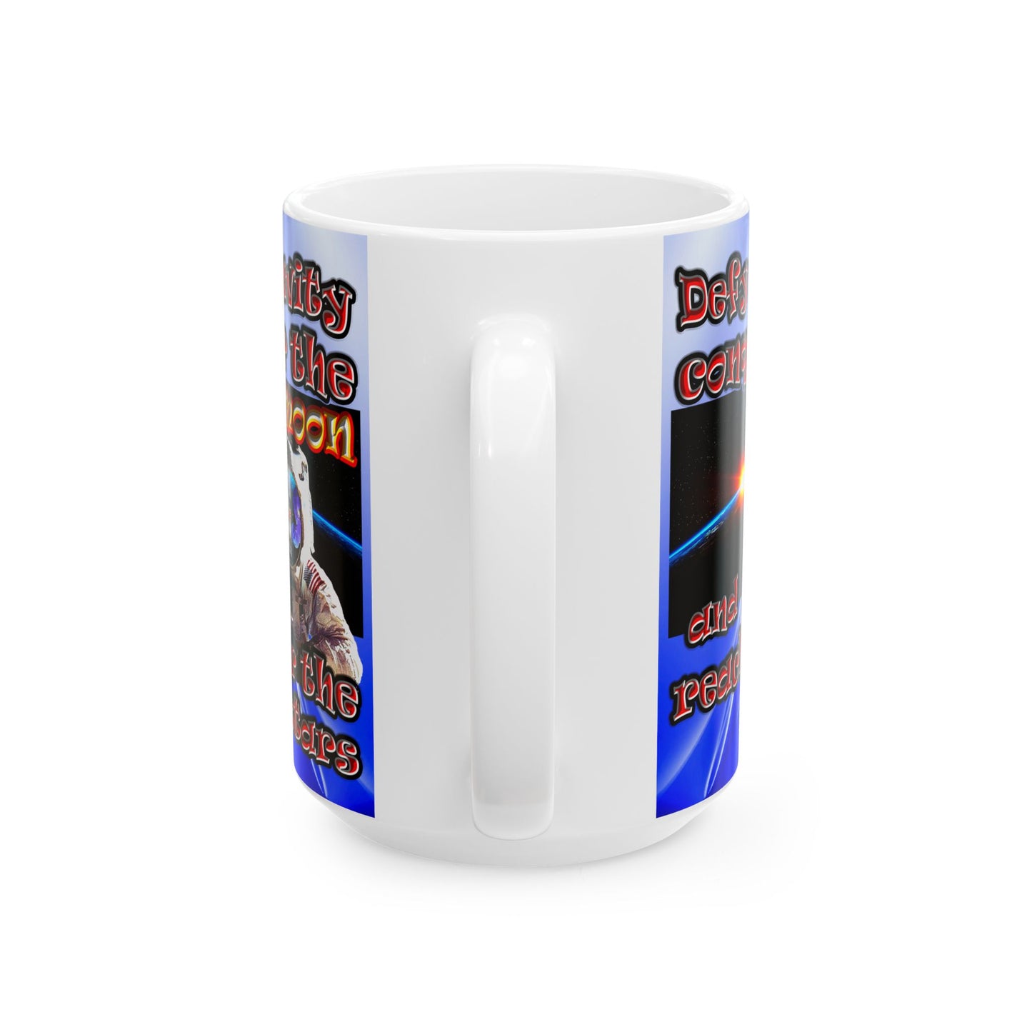 defy conquer reach - White Mug (blue-white wave)