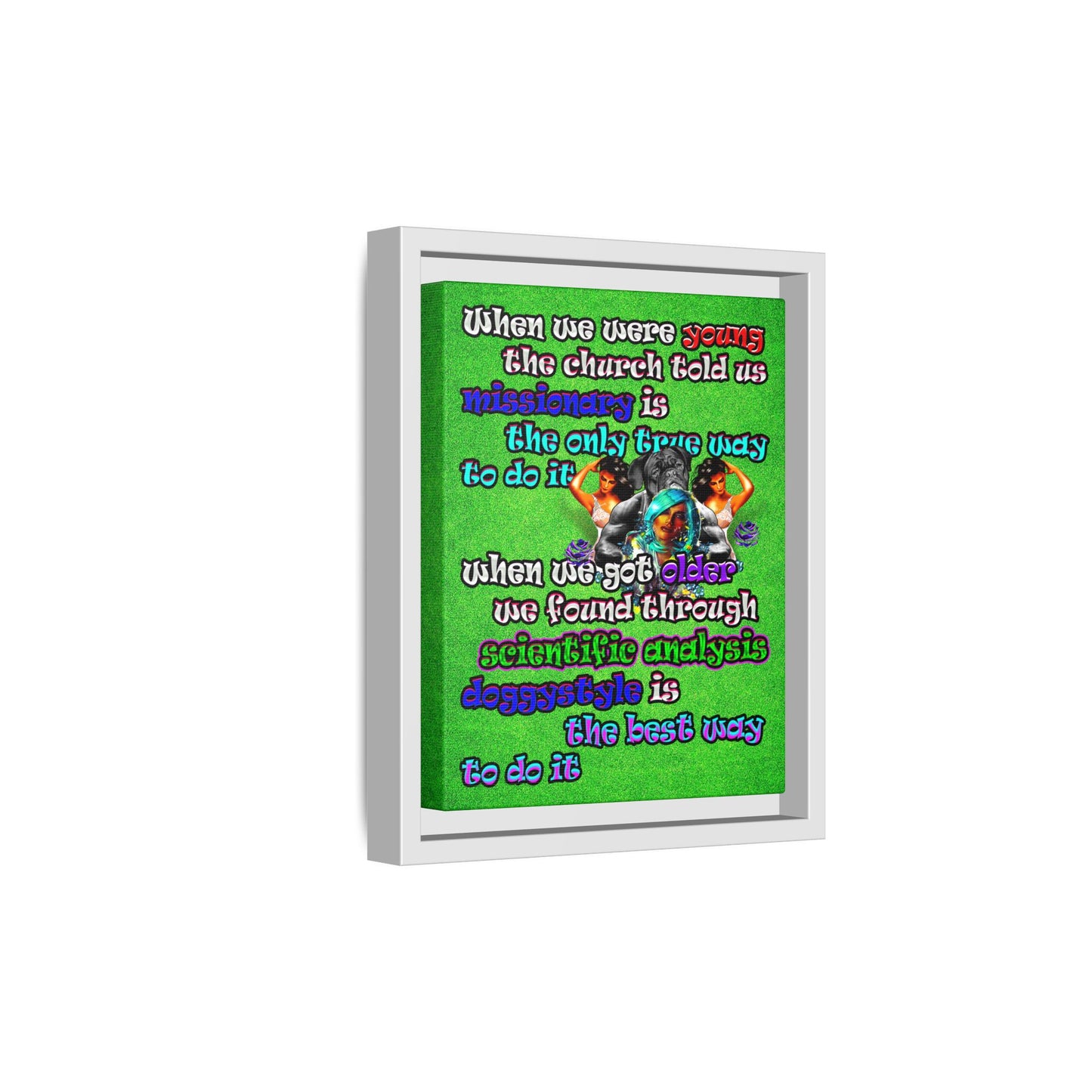 doggystyle - framed canvas art (green turf)