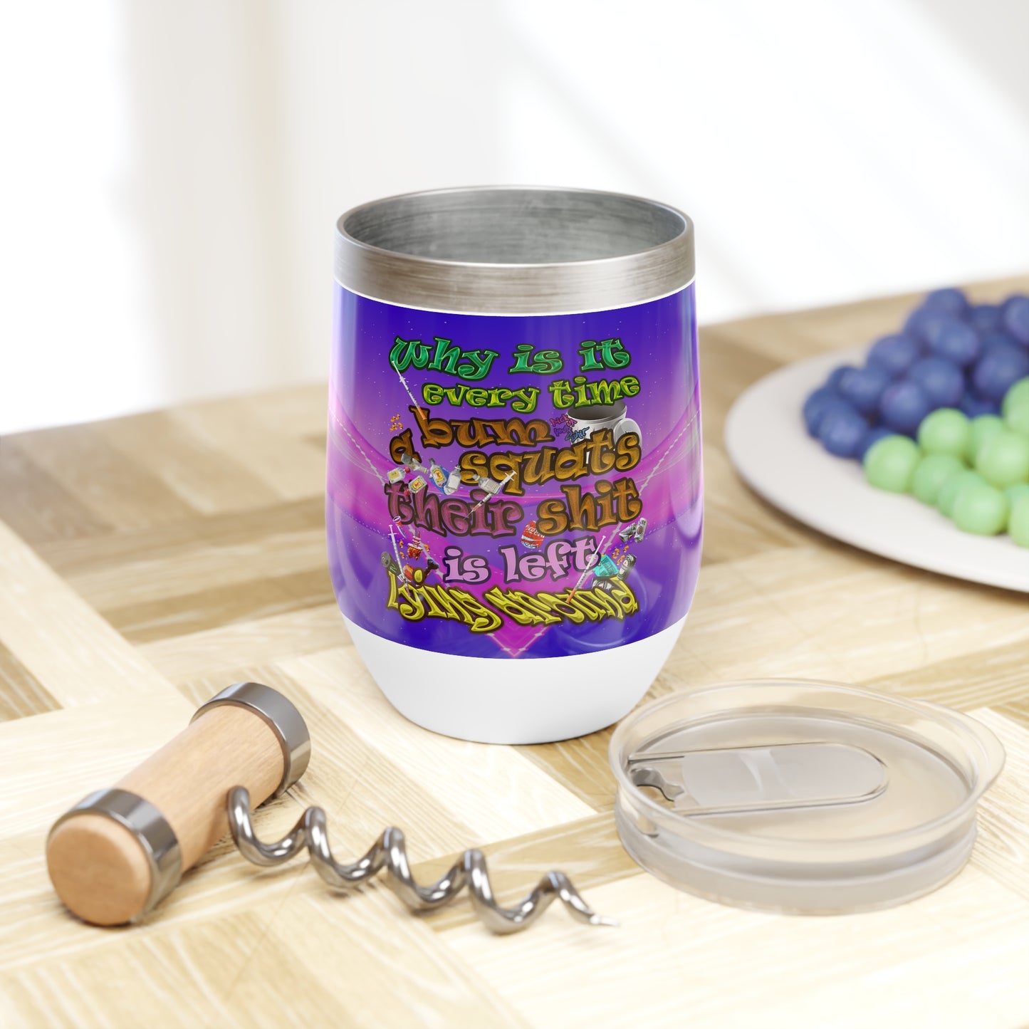 the bum's shit - Chill Wine Tumbler (purple-pink wave)