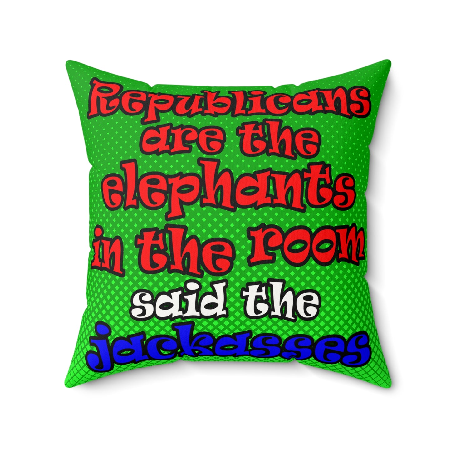 donkeys and elephants - Faux Suede Square Pillow - (logo green)