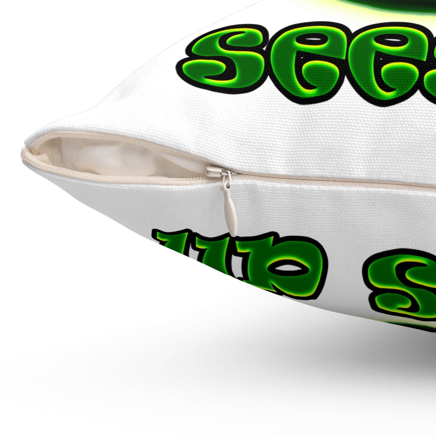 green monster - Spun Polyester Square Pillow - (white)
