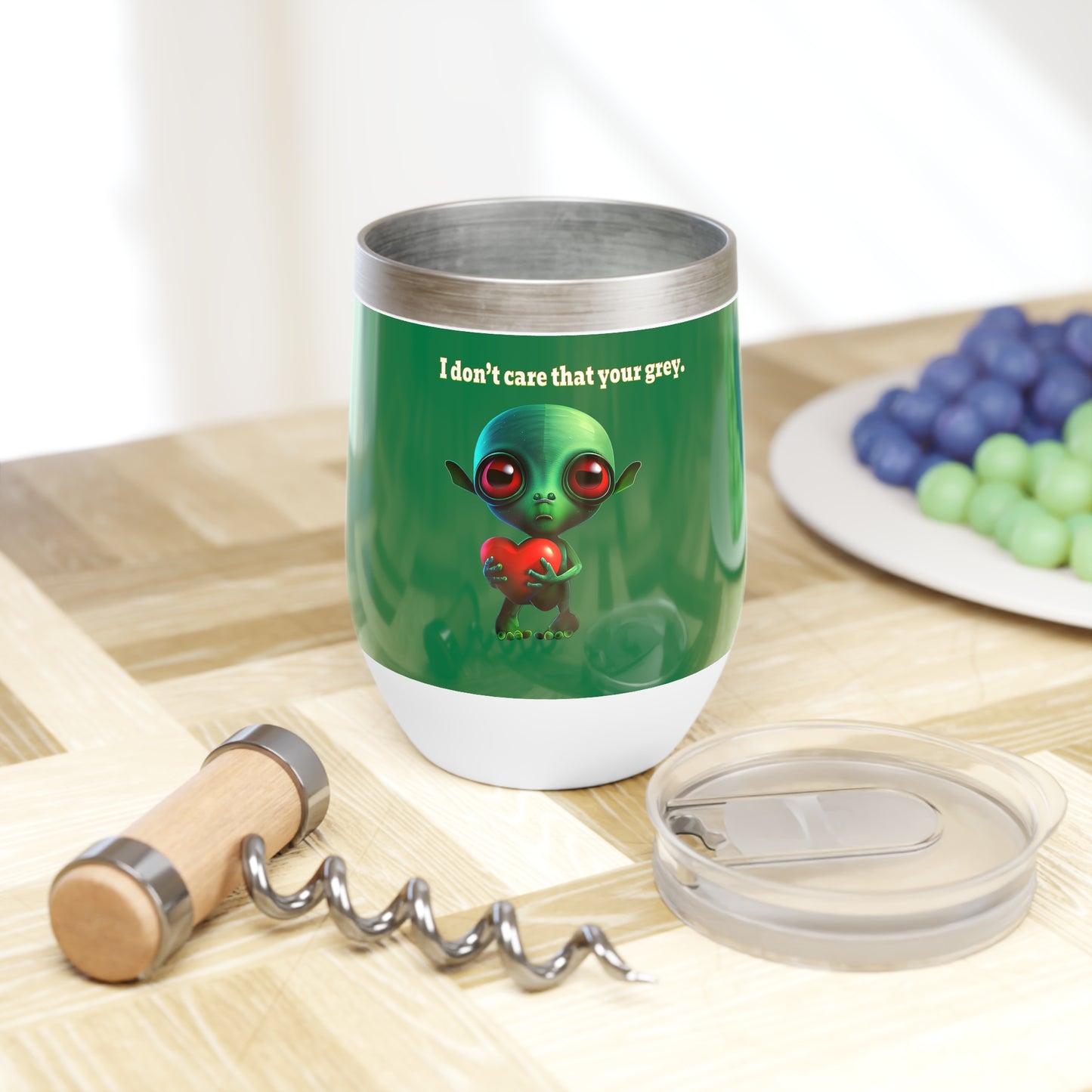 I don't care that your grey - Chill Wine Tumbler (dark green)