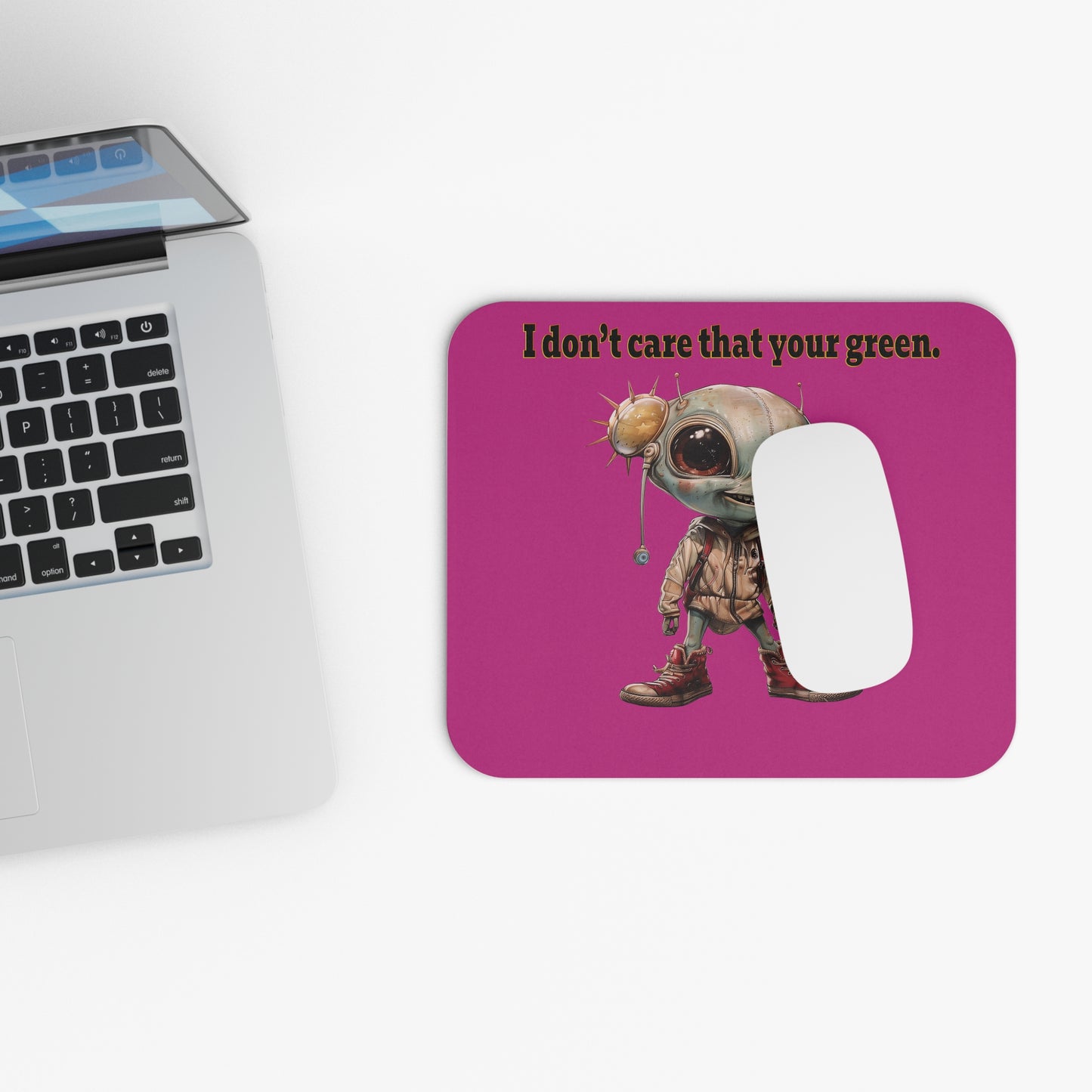 I don't care that your green - Mouse Pad (Rectangle) (pink)