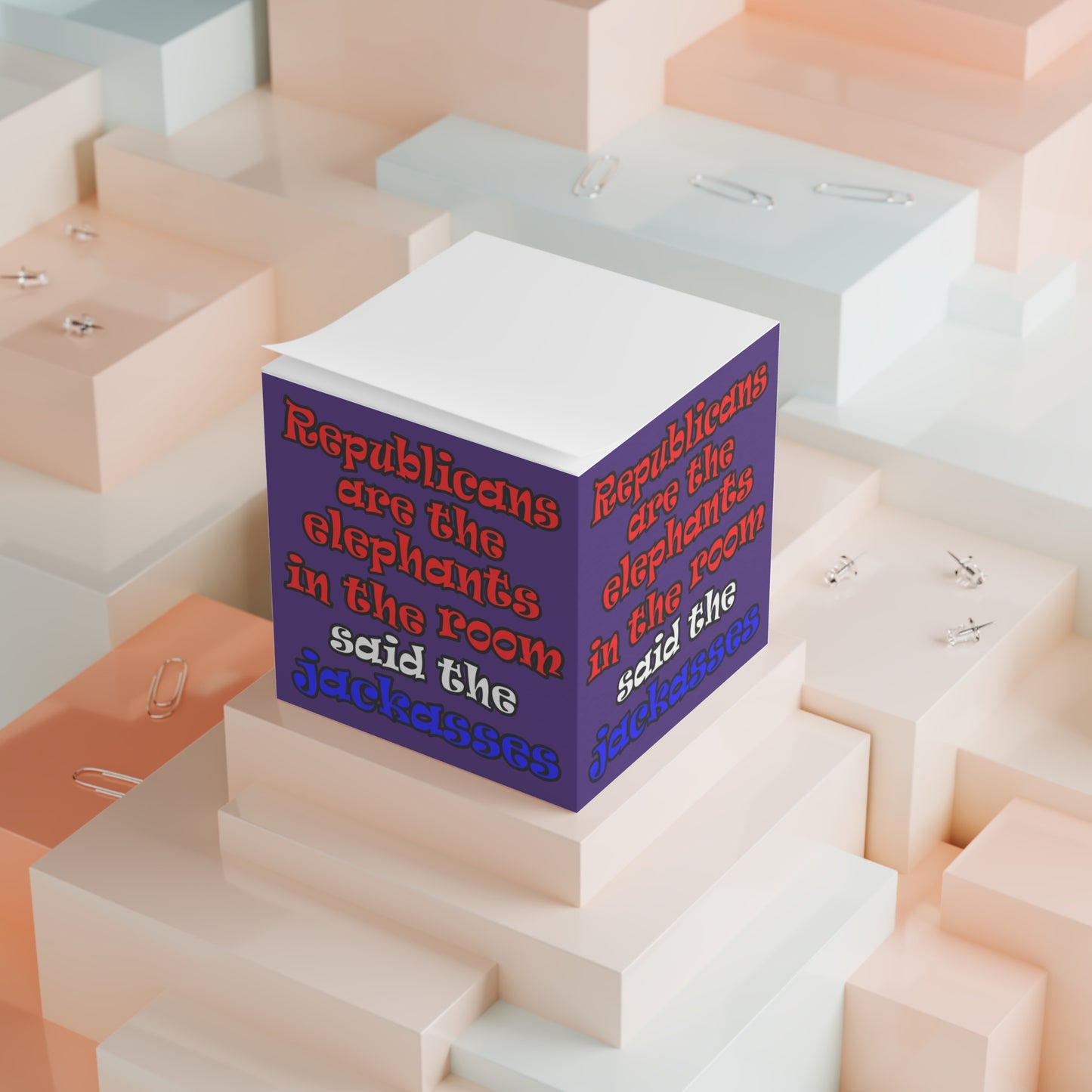 donkeys and elephants - note cube (purple)