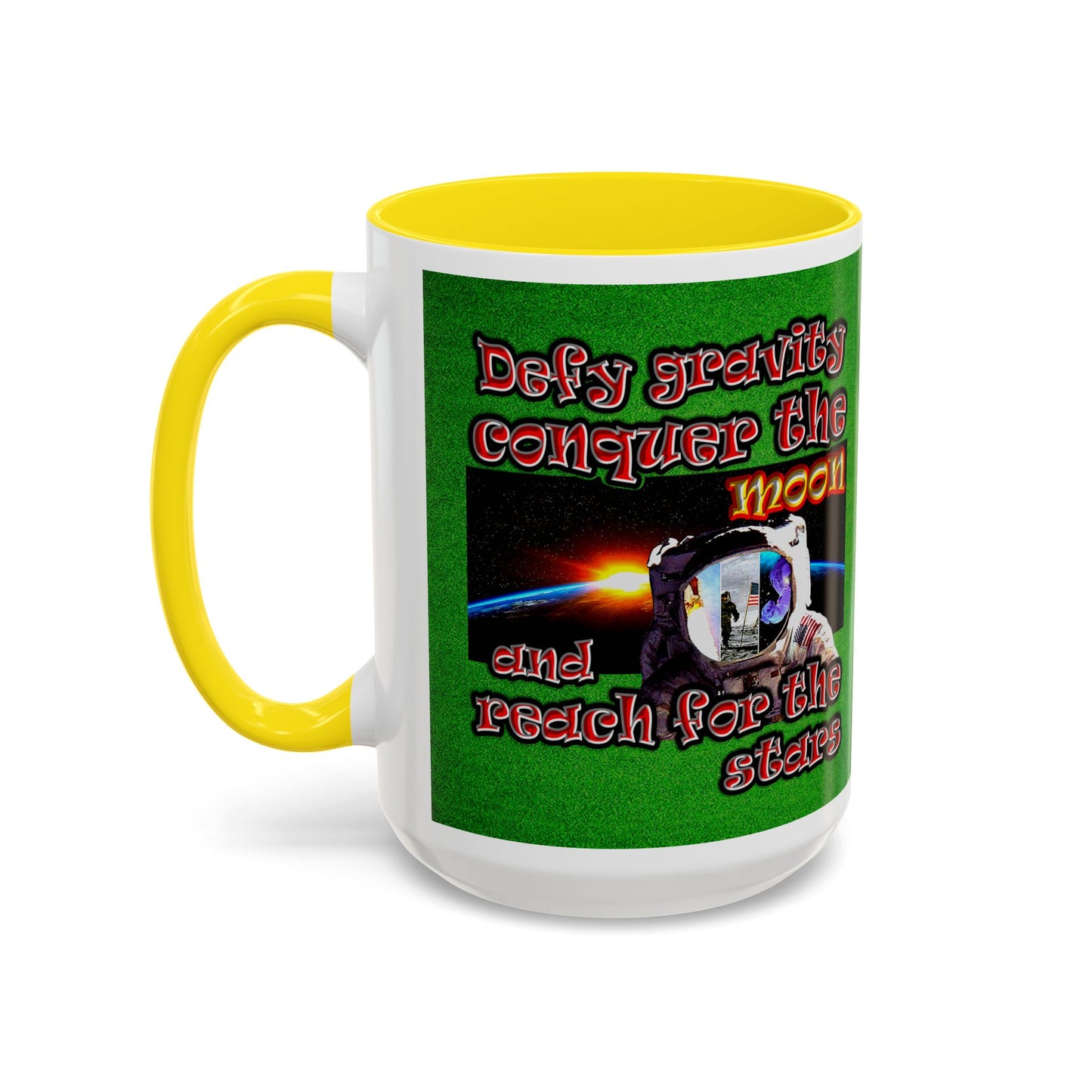 defy conquer reach - Accent Mug (green turf)